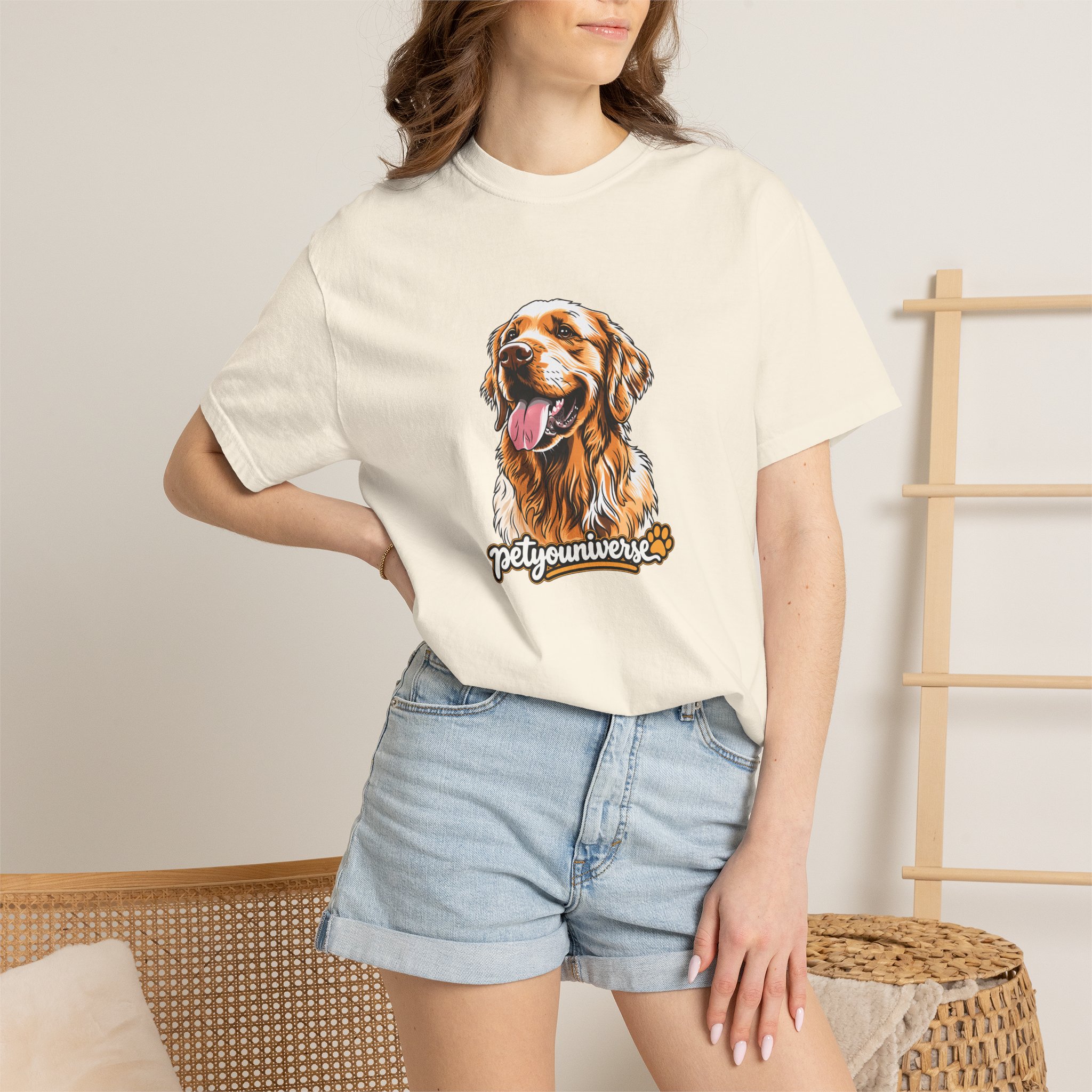 Dog Lover T-Shirt — Golden Retriever Portrait "PetYoUniverse" Graphic - Image 2