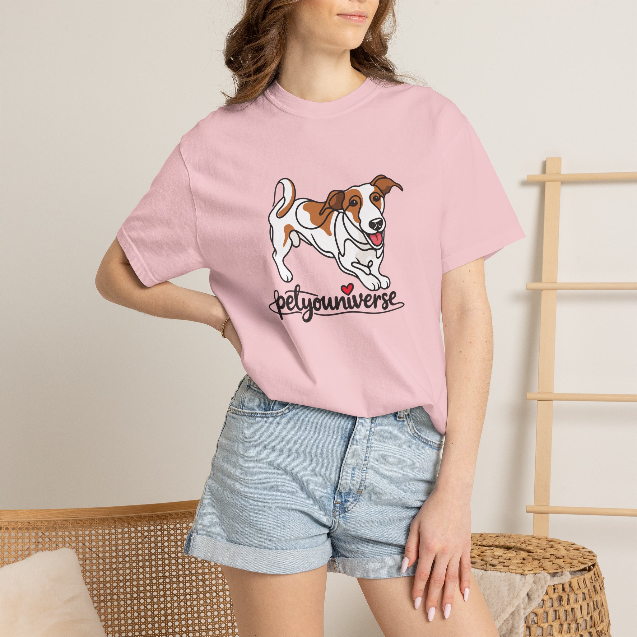 Dog Cartoon T-Shirt — "PetYoUniverse" Playful Jack Russell Tee - Image 110