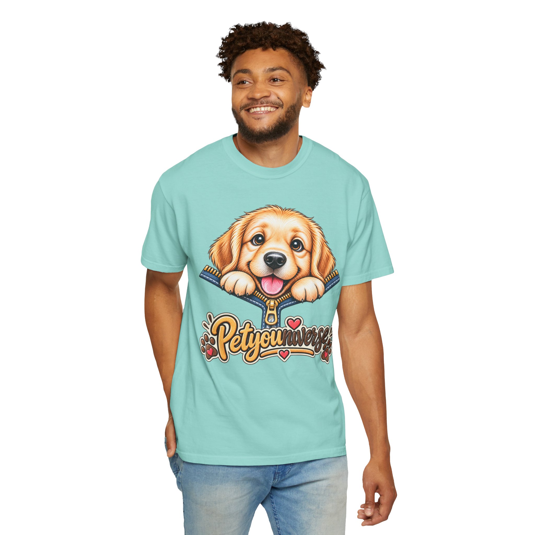 Golden Retriever Puppy "PetYoUniverse" T-Shirt - Image 79