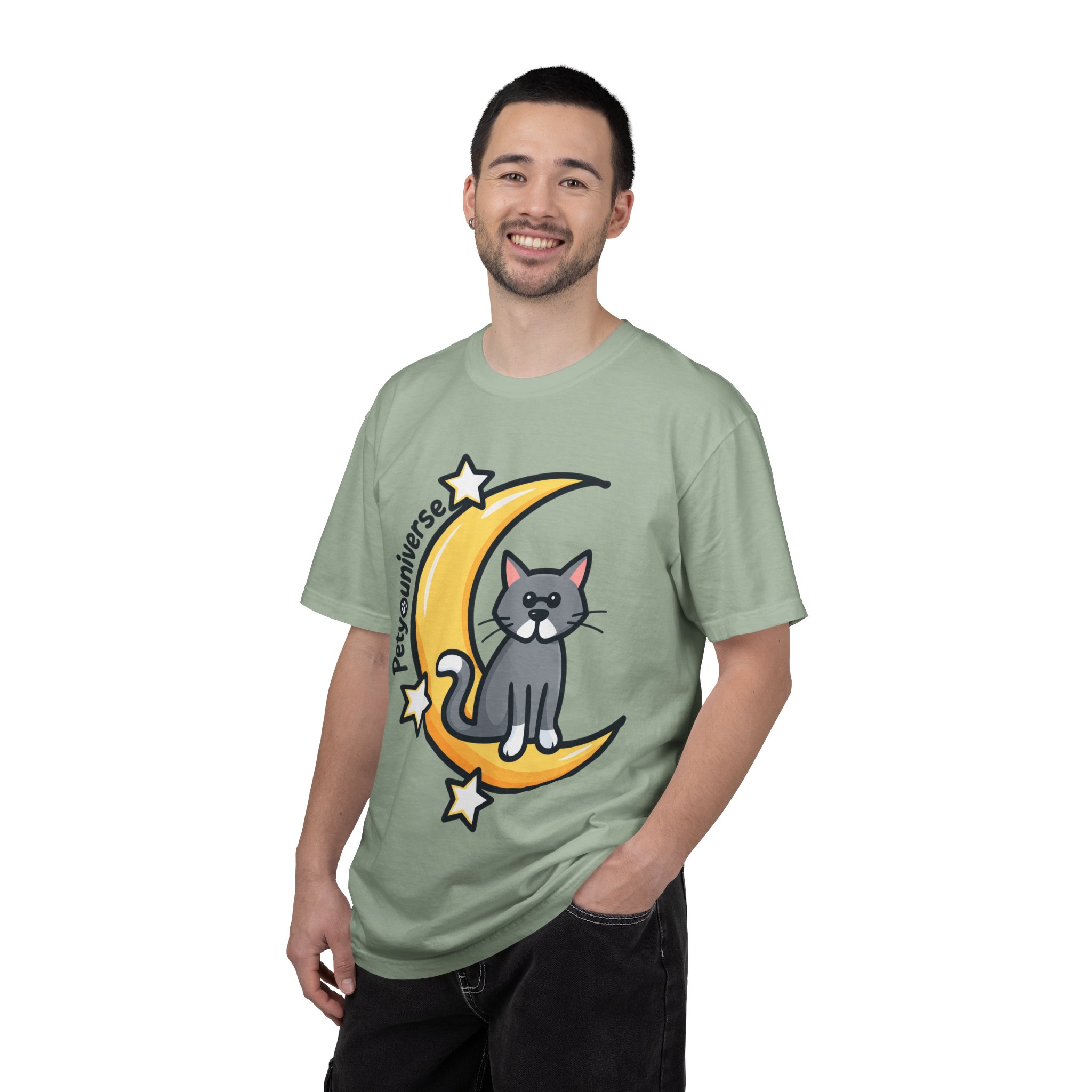 Cat on the Moon T-Shirt — "PetYoUniverse" Cute Cat Graphic Tee - Image 76