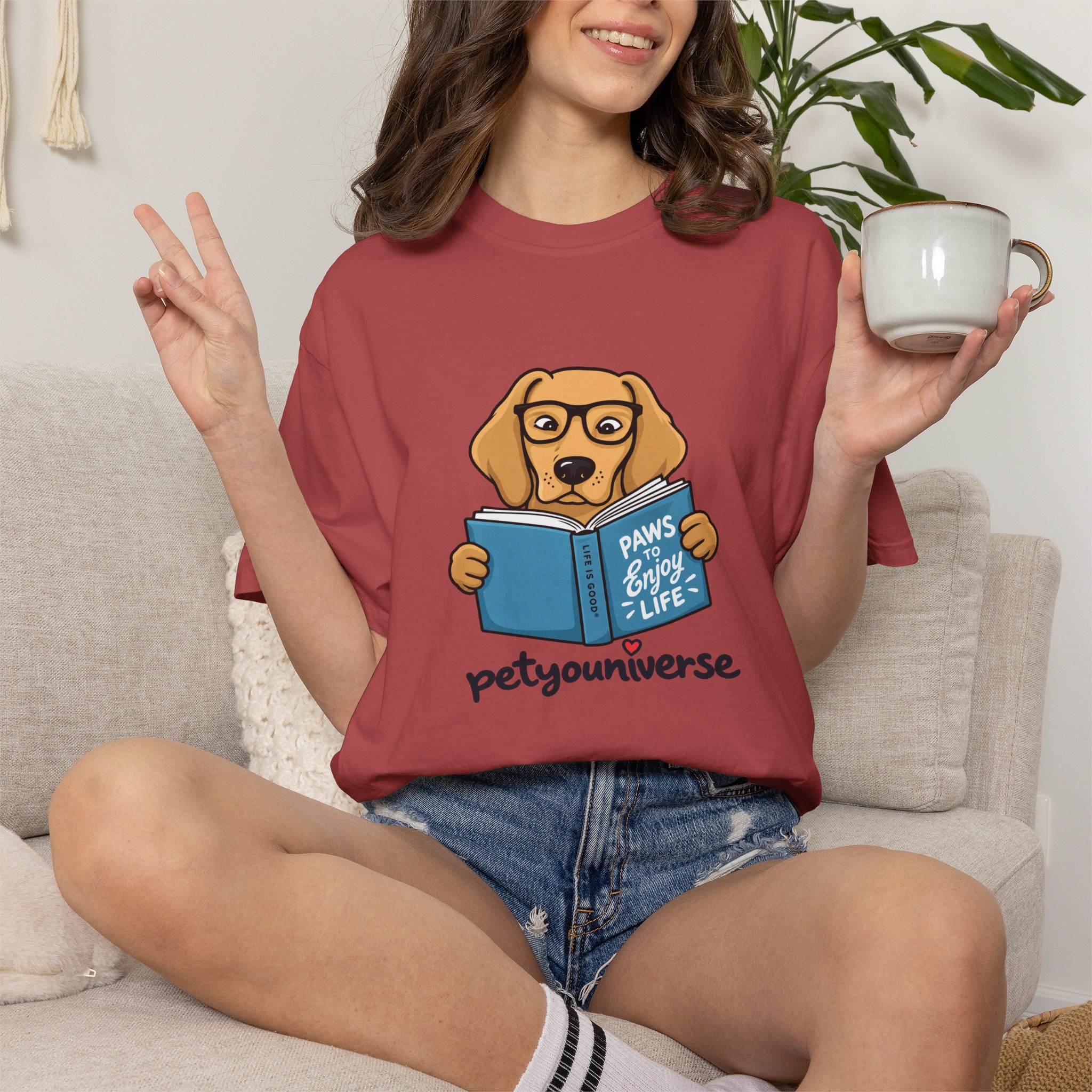 Dog Reading T-Shirt — "Paws & Books" Cute Booklover Pup Tee - Image 84