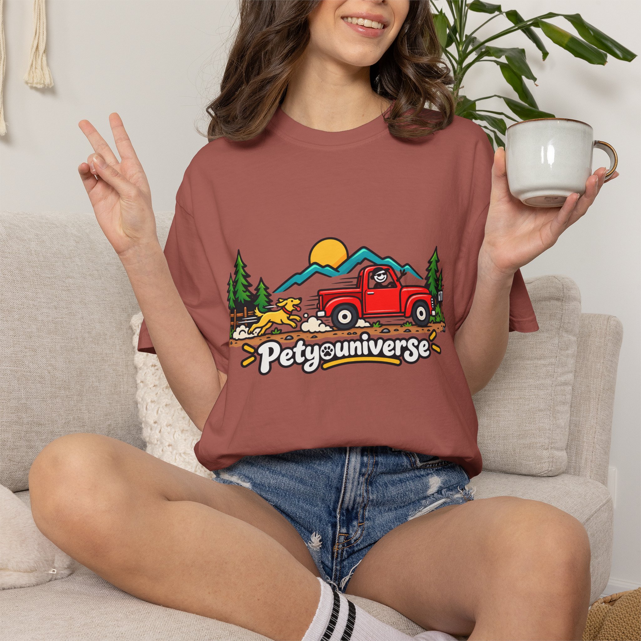 Petyuniverse Retro Truck & Dog Graphic T-Shirt - Image 111