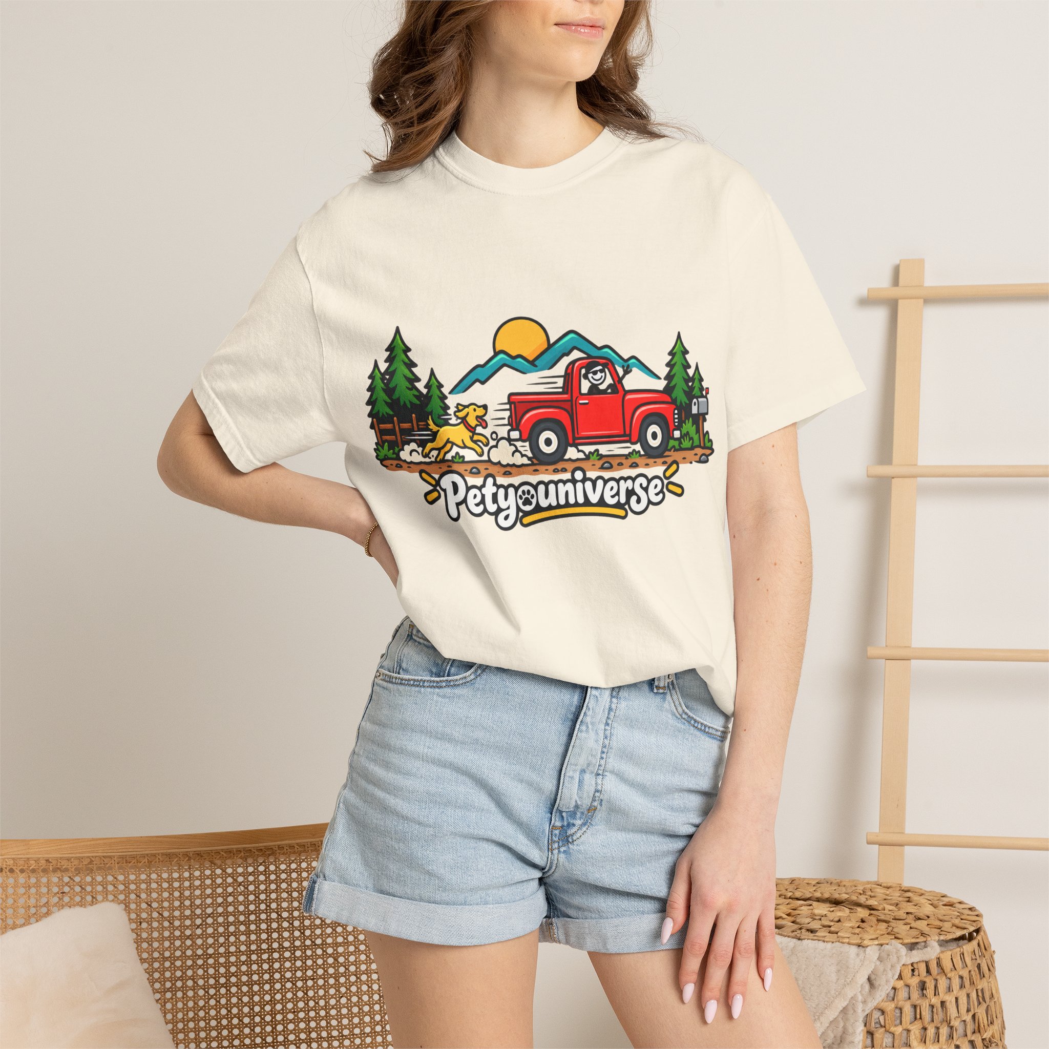 Petyuniverse Retro Truck & Dog Graphic T-Shirt - Image 2