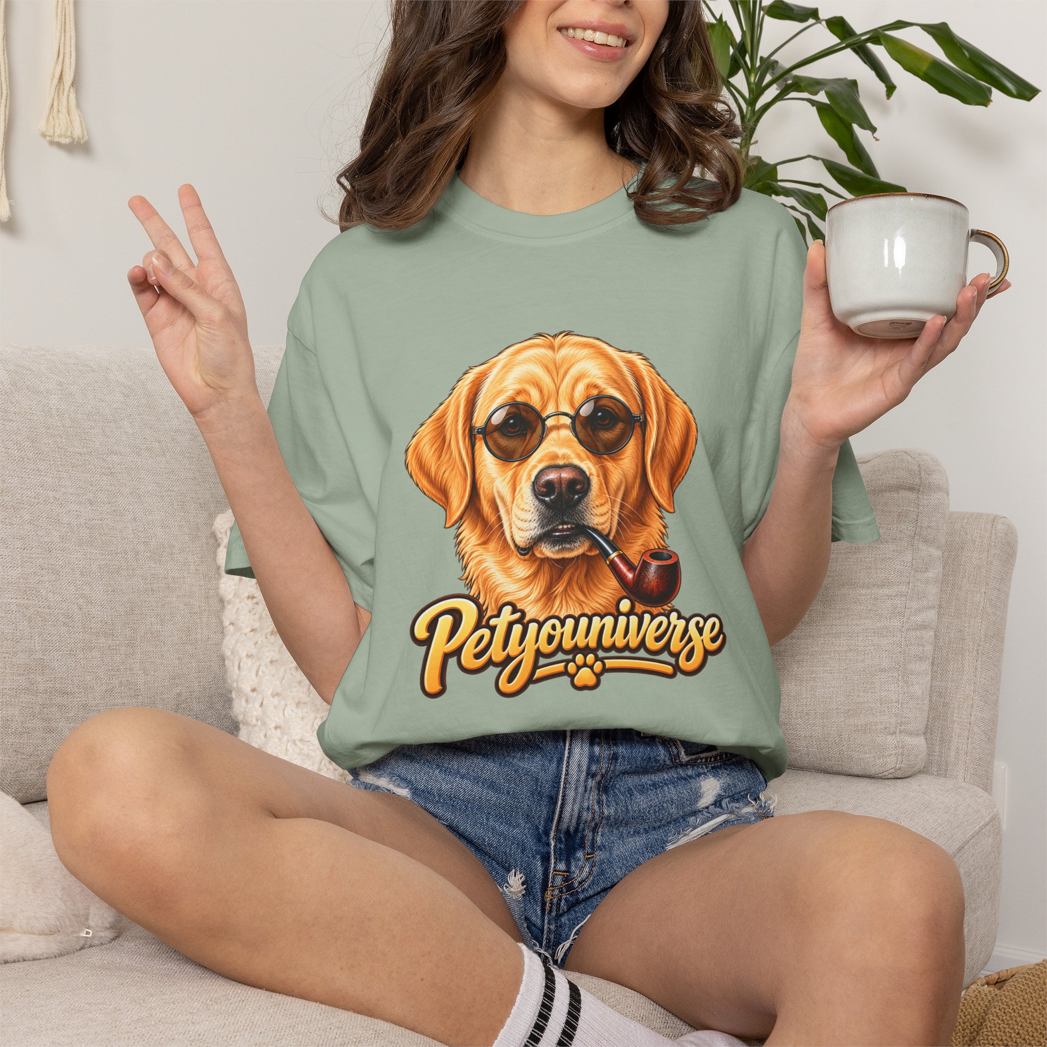 Dog Graphic T-Shirt — 'PetYoUniverse' Yellow Lab Portrait Tee - Image 75
