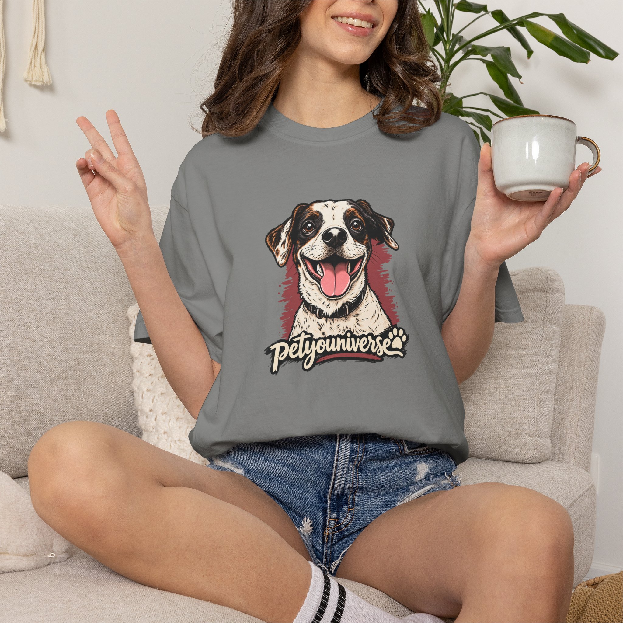 Dog Lover T-Shirt — Smiling Pup "Petyouniverse" Graphic Tee - Image 67