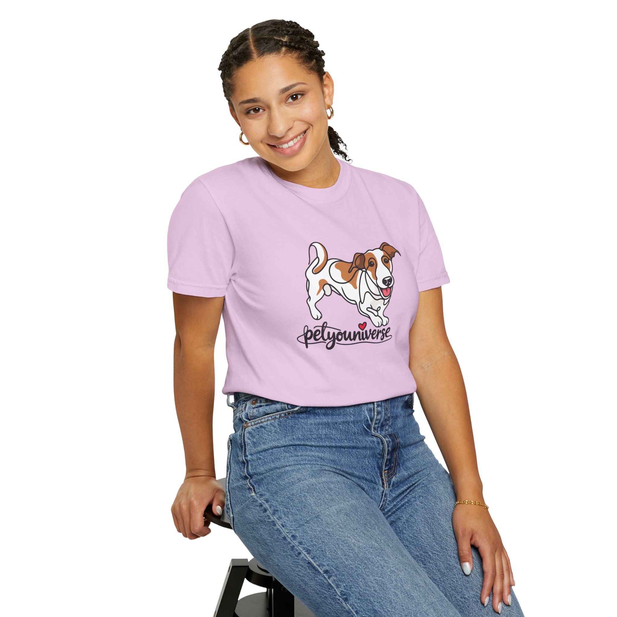 Dog Cartoon T-Shirt — "PetYoUniverse" Playful Jack Russell Tee - Image 105
