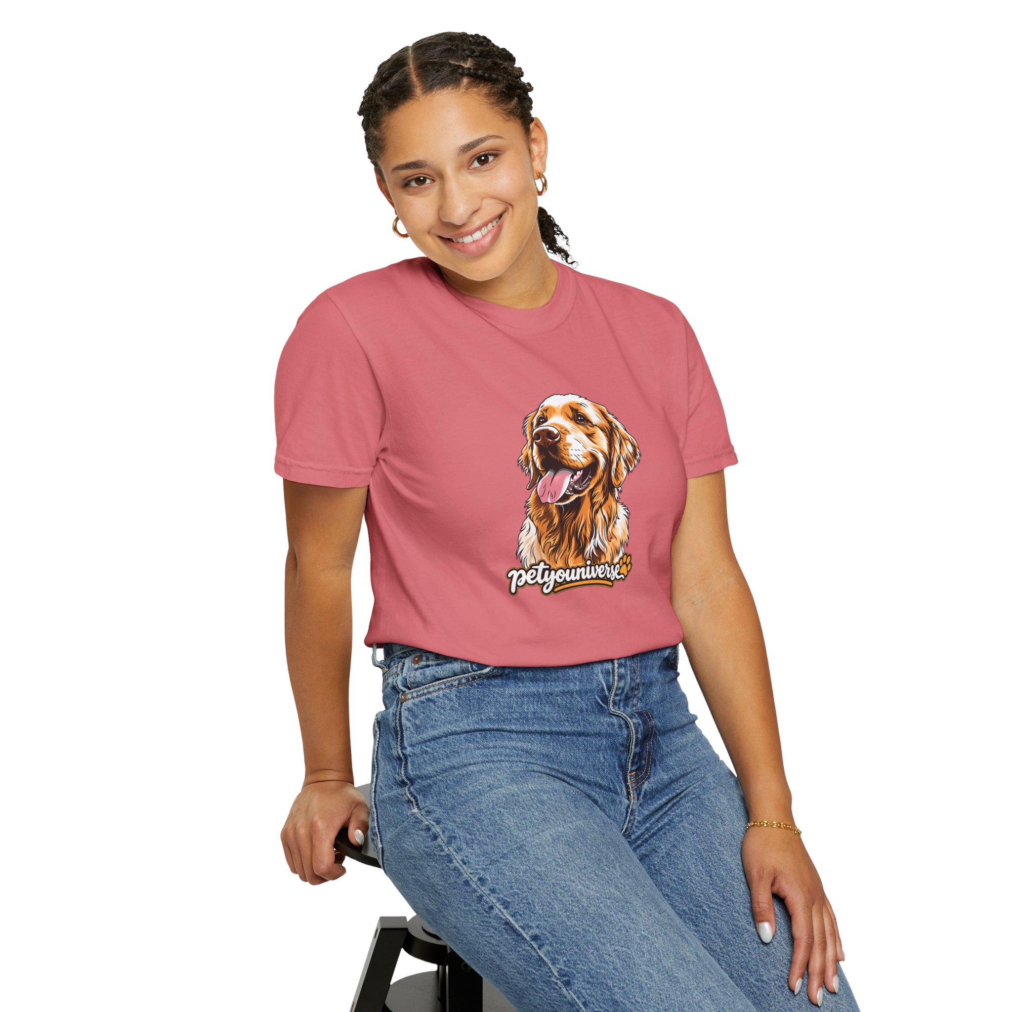 Dog Lover T-Shirt — Golden Retriever Portrait "PetYoUniverse" Graphic - Image 132