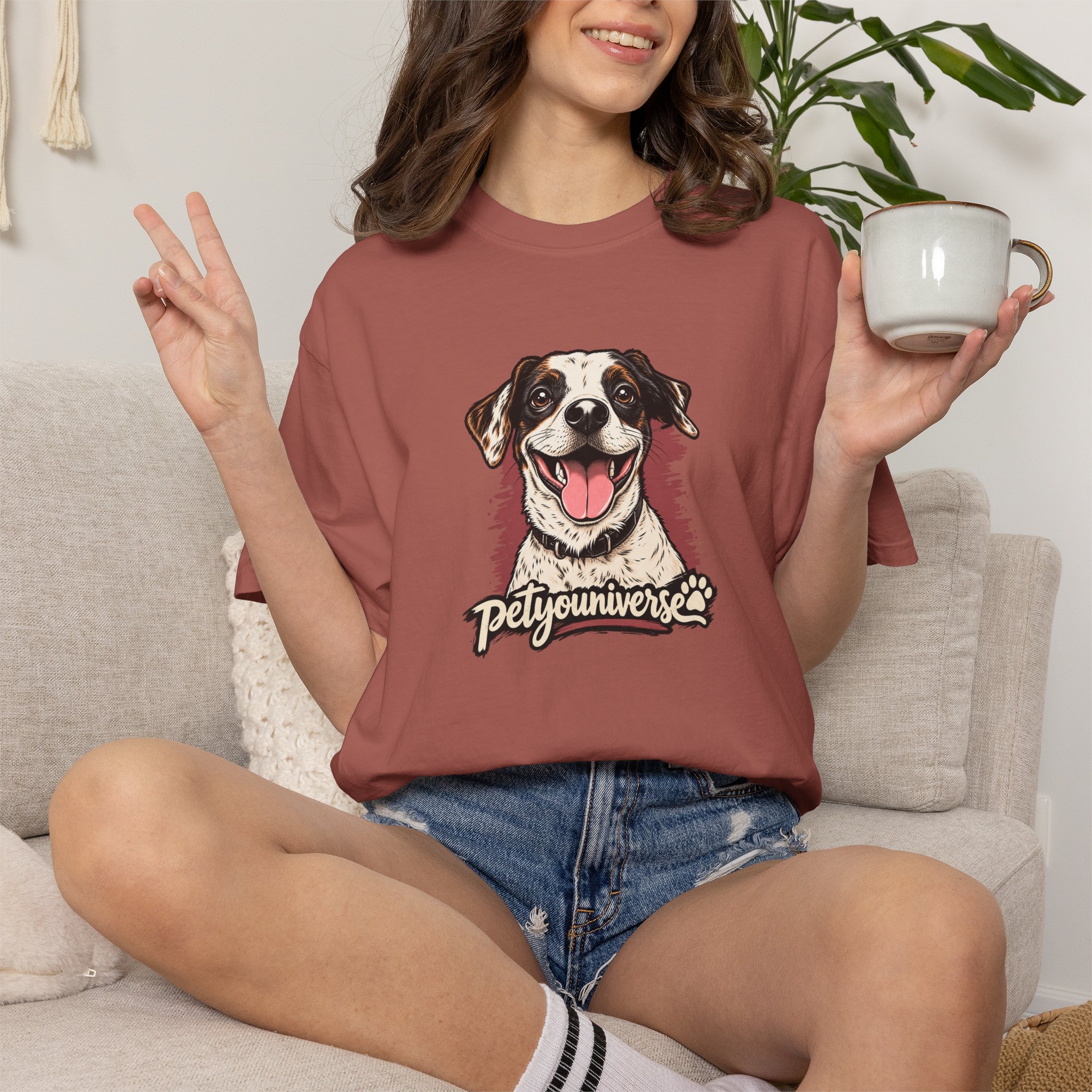 Dog Lover T-Shirt — Smiling Pup "Petyouniverse" Graphic Tee - Image 99