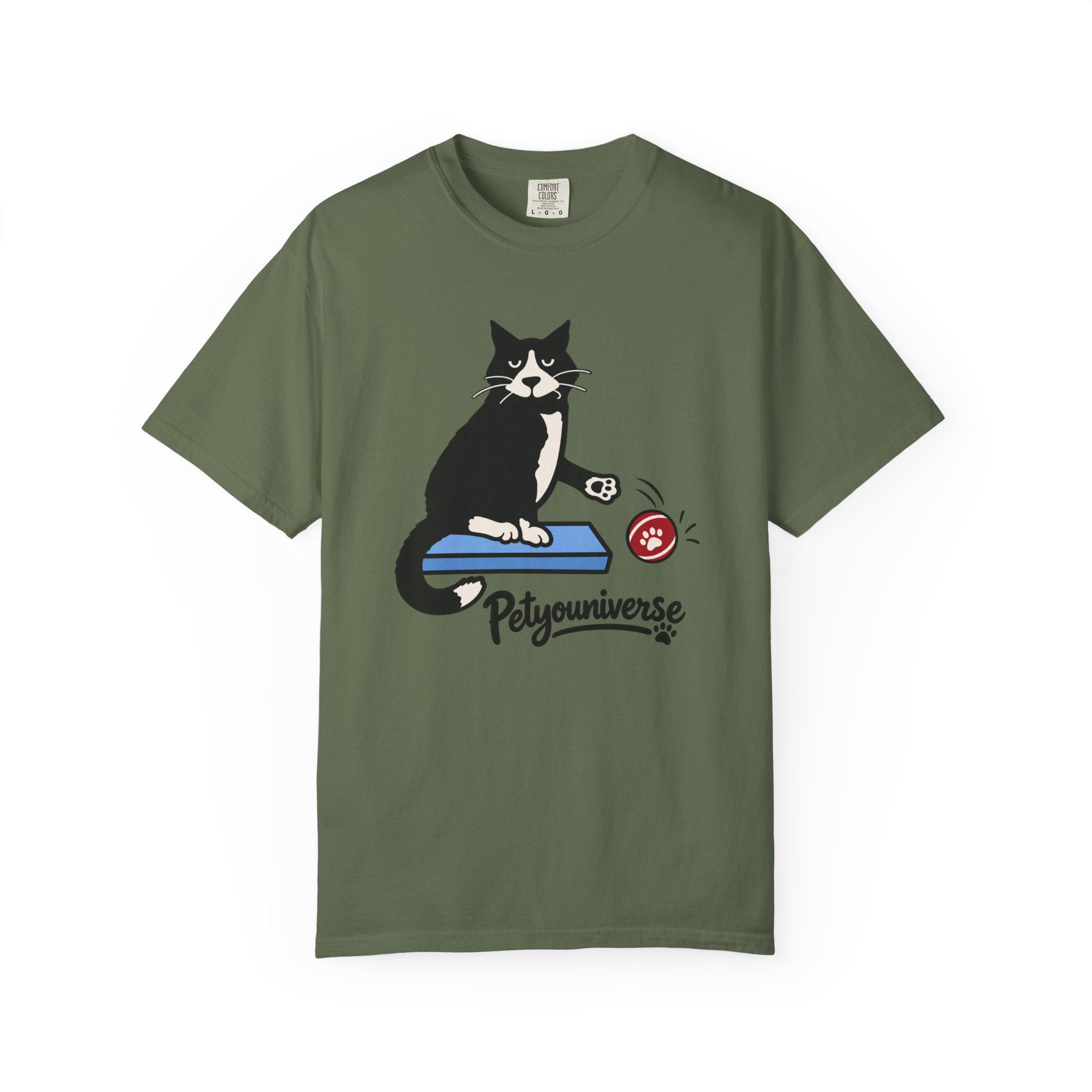 Cat on Scratch Pad Graphic T-Shirt — "Petyouniverse" Cute Paw Play Tee - Image 55