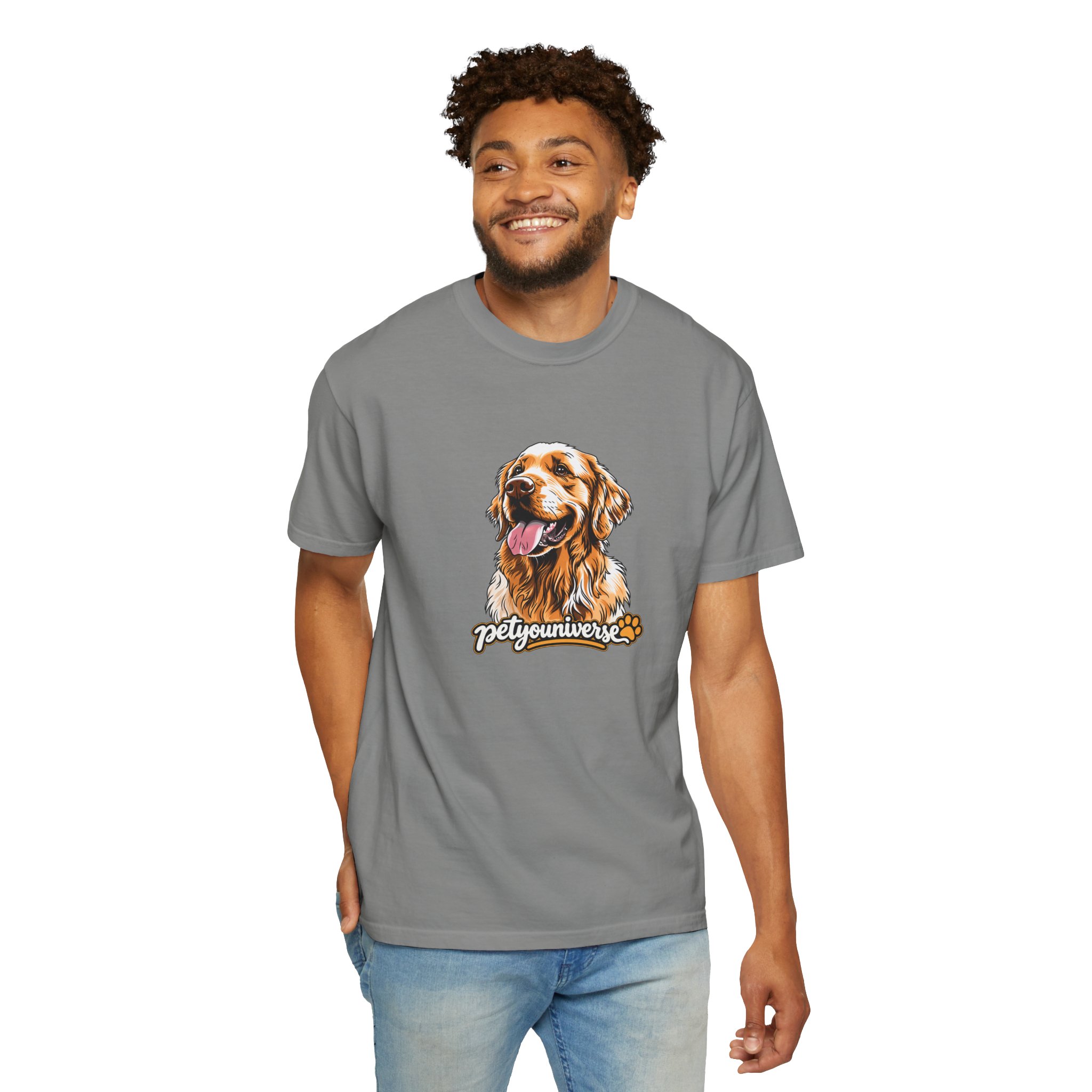 Dog Lover T-Shirt — Golden Retriever Portrait "PetYoUniverse" Graphic - Image 106