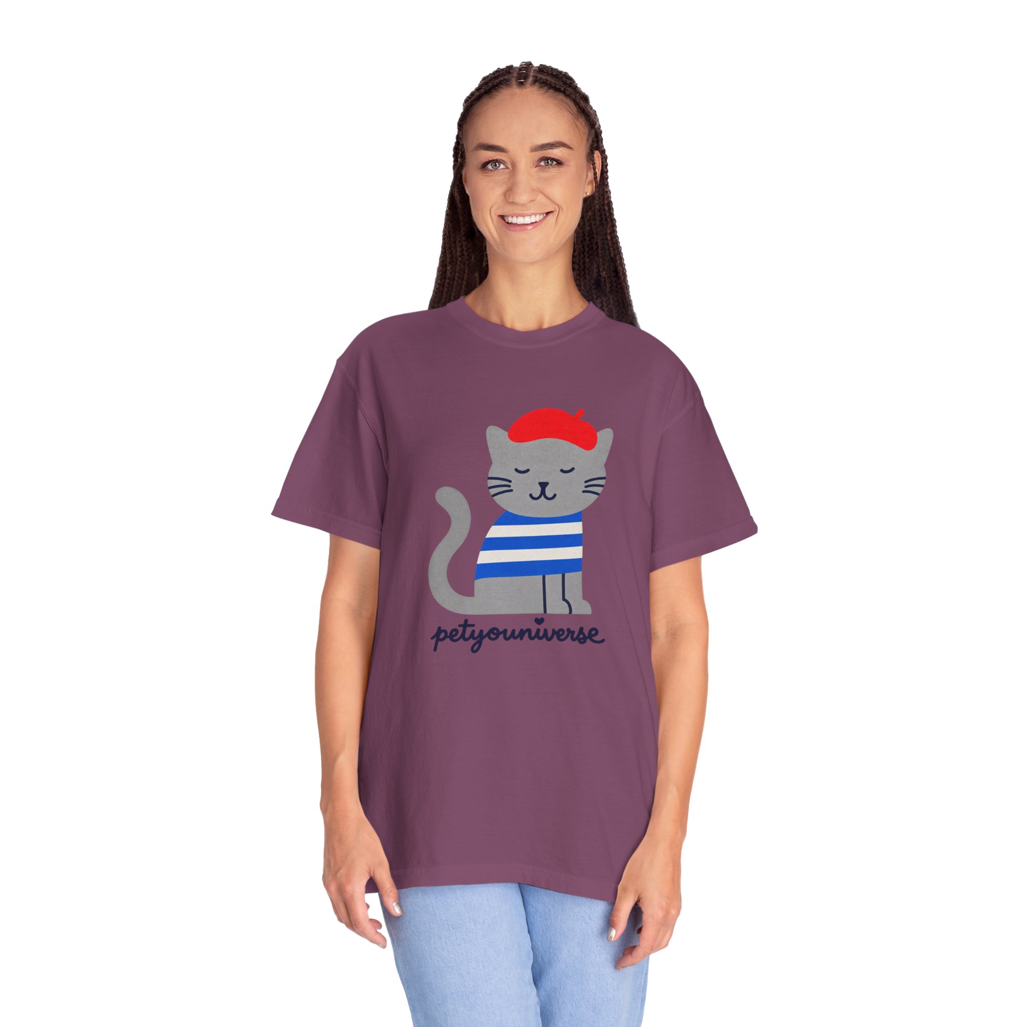 Cat Graphic T-Shirt — "petiyouniverse" Cute French Cat Tee - Image 122
