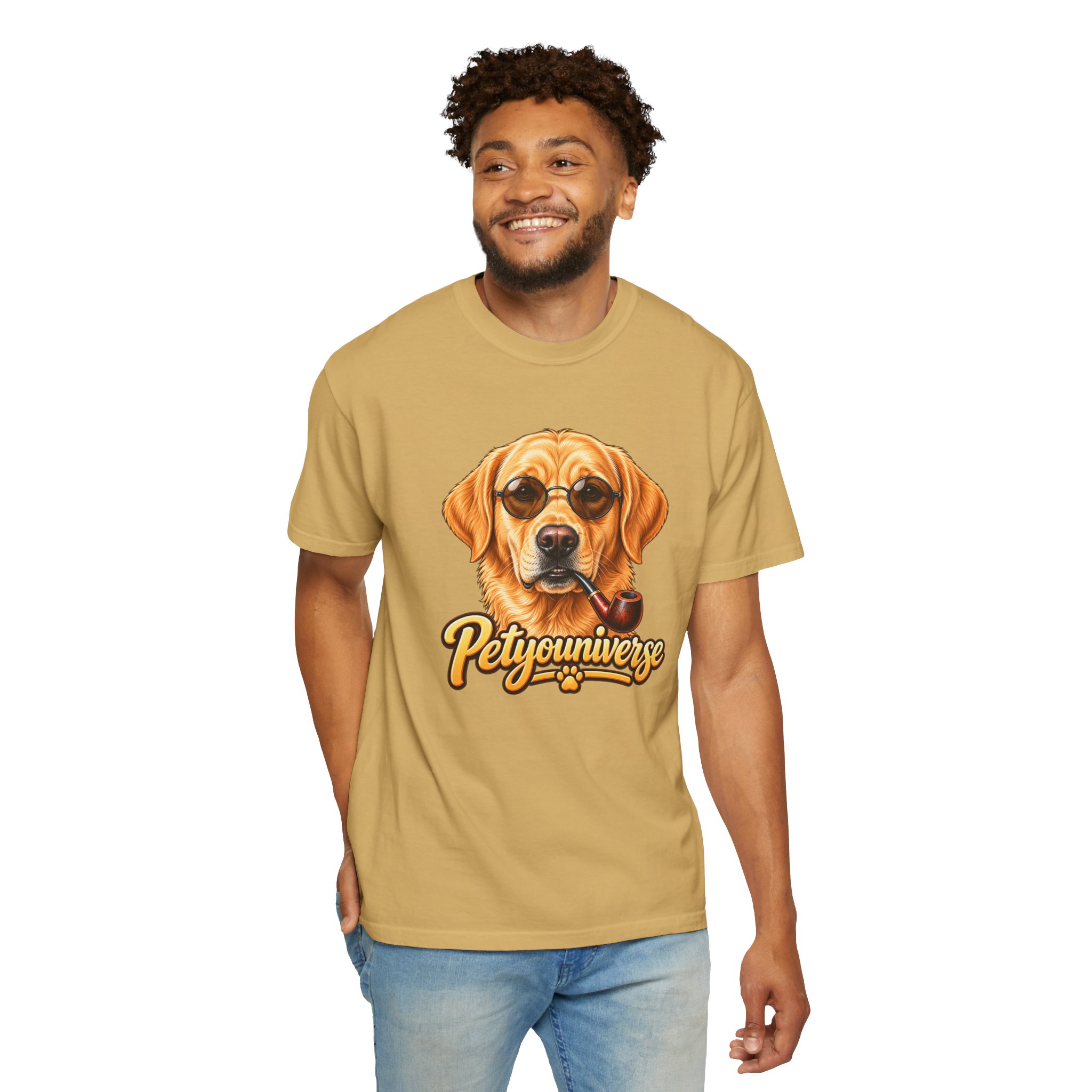 Dog Graphic T-Shirt — 'PetYoUniverse' Yellow Lab Portrait Tee - Image 34