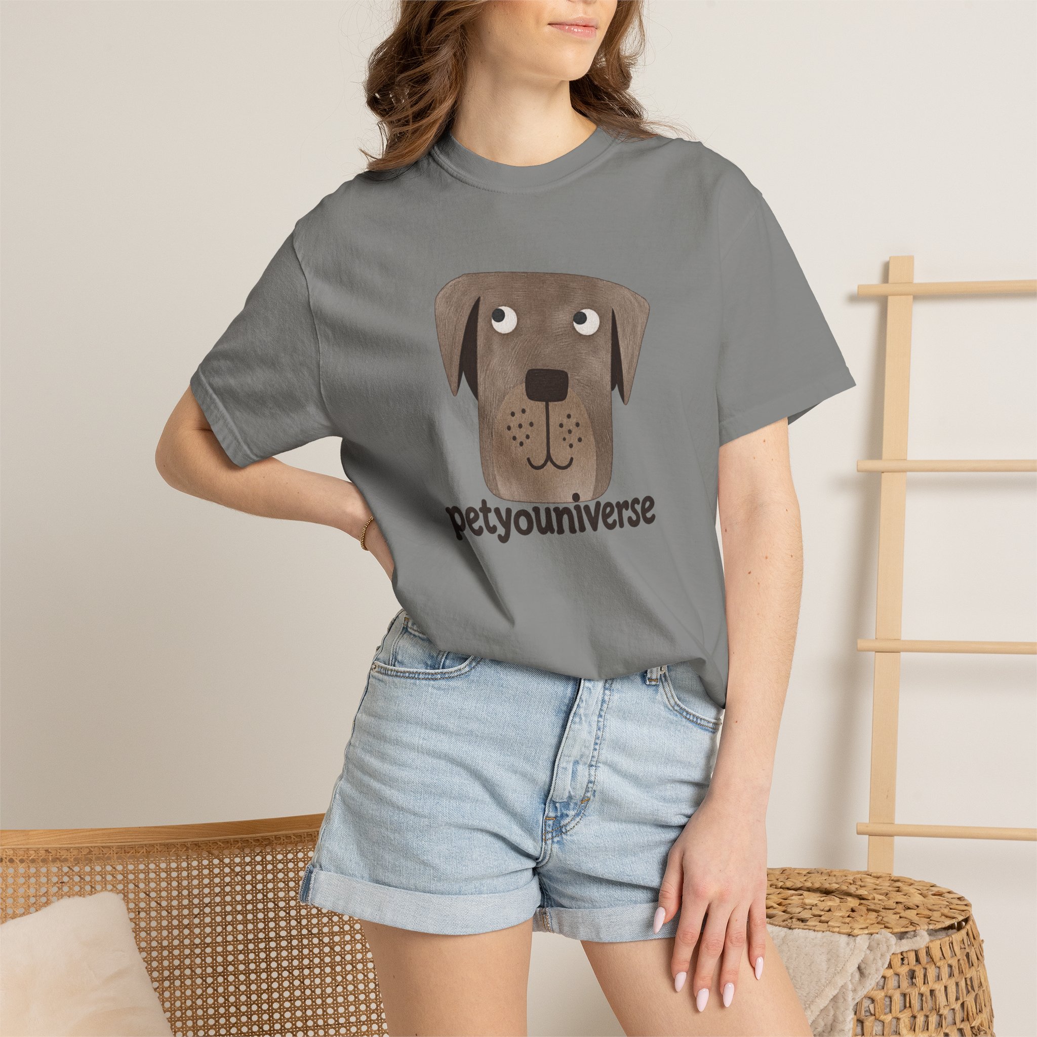 Dog Face Graphic T‑Shirt — "petyouniverse" Cute Pet Logo Tee - Image 83