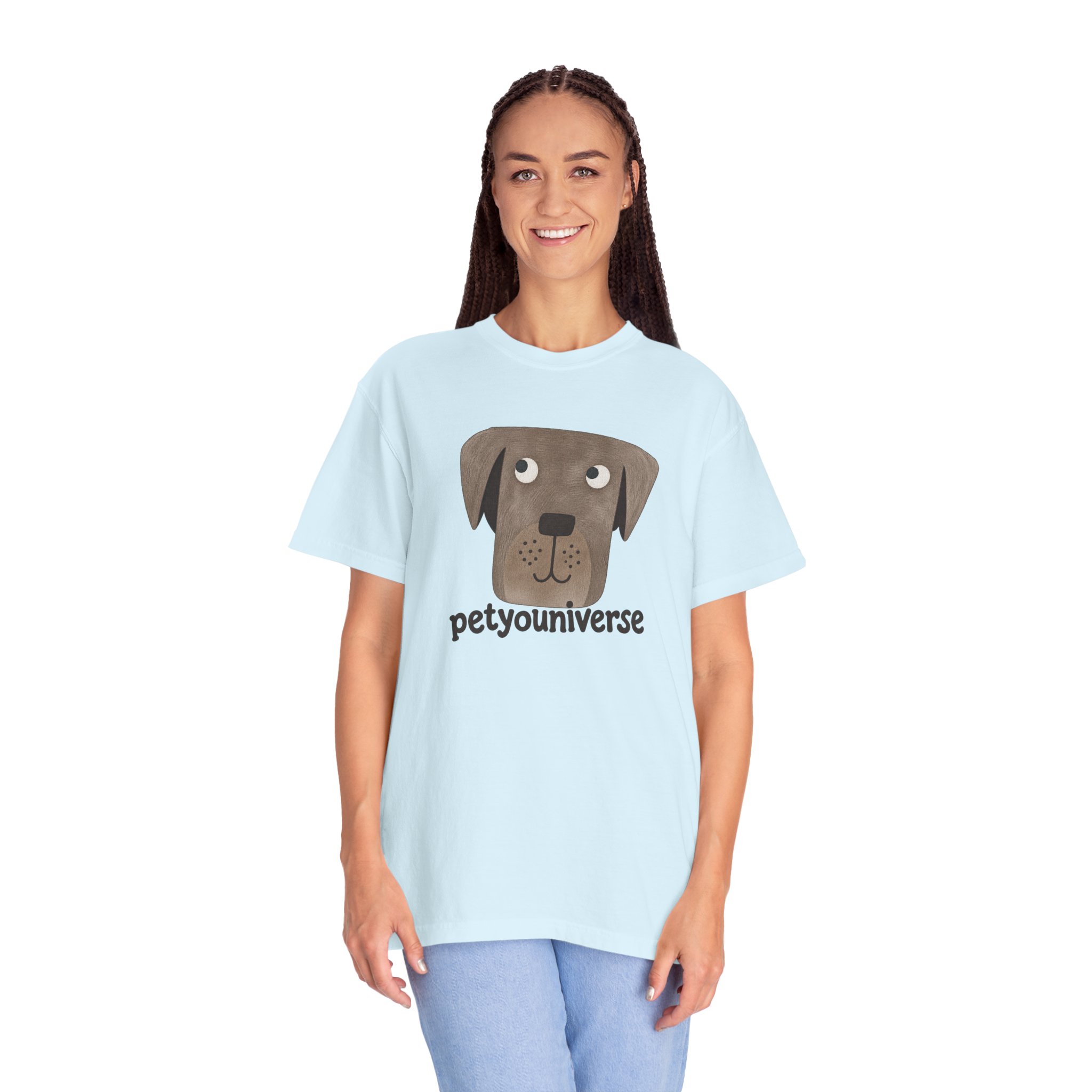 Dog Face Graphic T‑Shirt — "petyouniverse" Cute Pet Logo Tee - Image 77