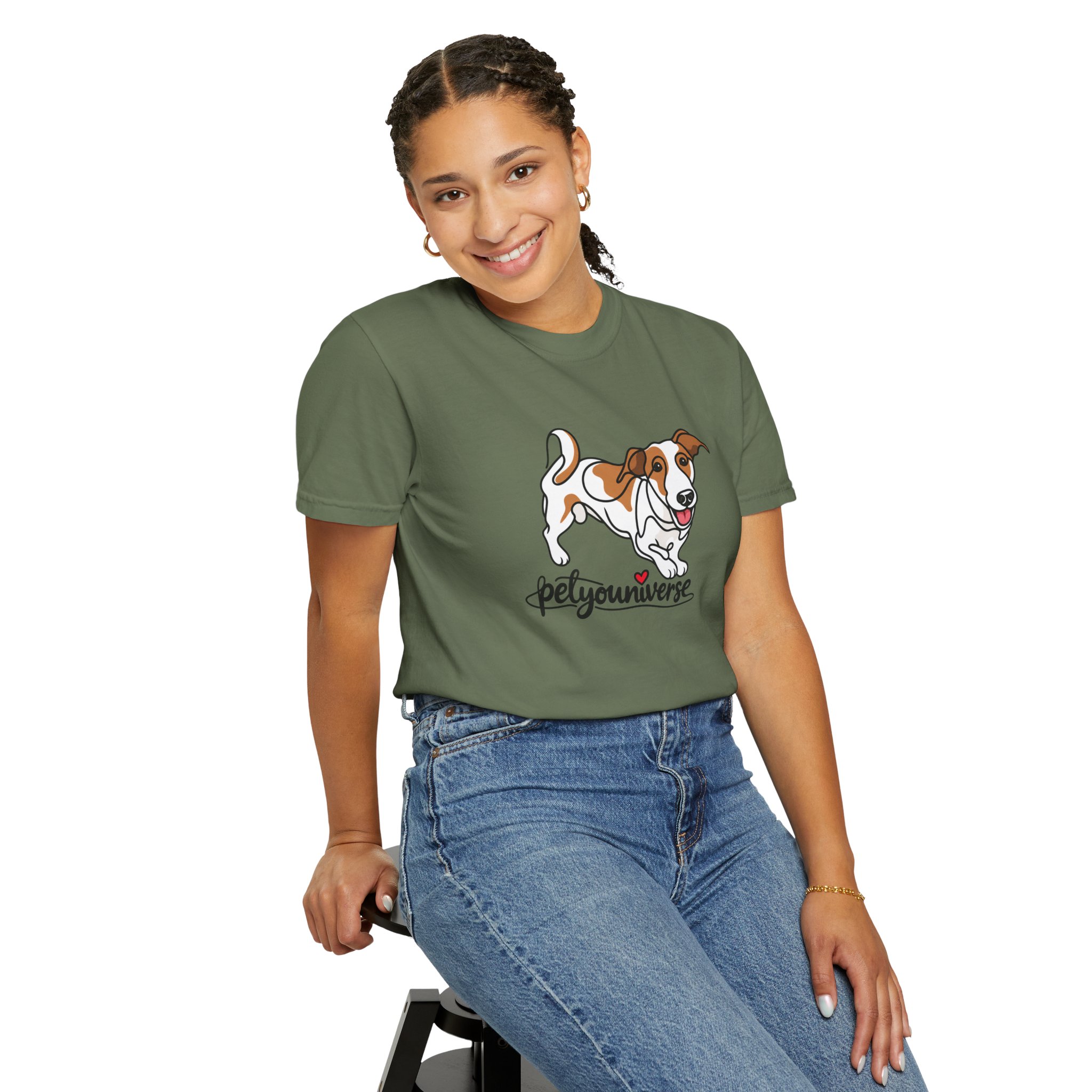 Dog Cartoon T-Shirt — "PetYoUniverse" Playful Jack Russell Tee - Image 51