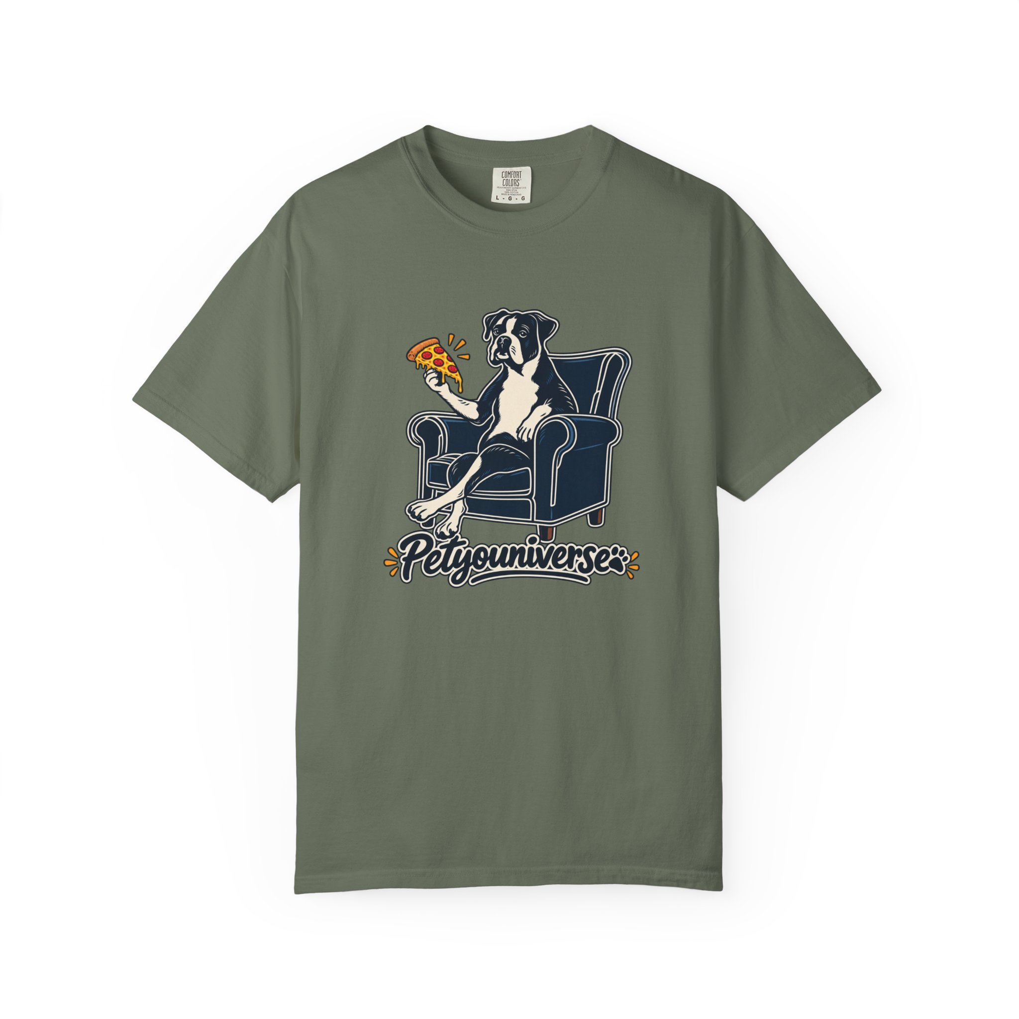 T-Shirt — PetYoUniverse Dog on Armchair with Pizza Graphic - Image 64