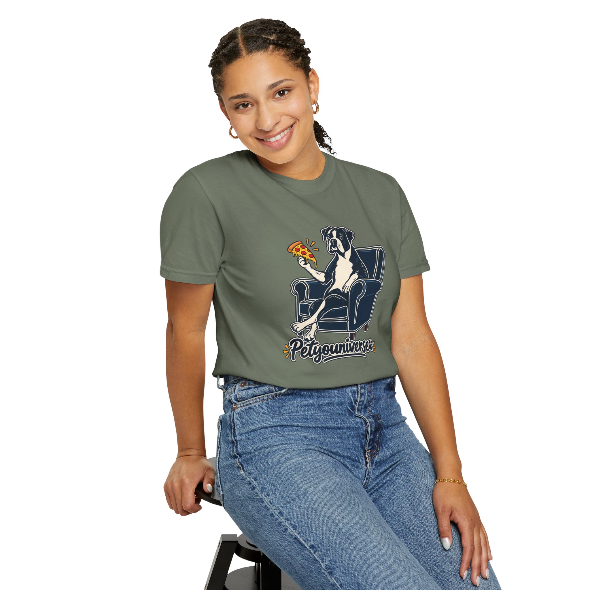 T-Shirt — PetYoUniverse Dog on Armchair with Pizza Graphic - Image 69
