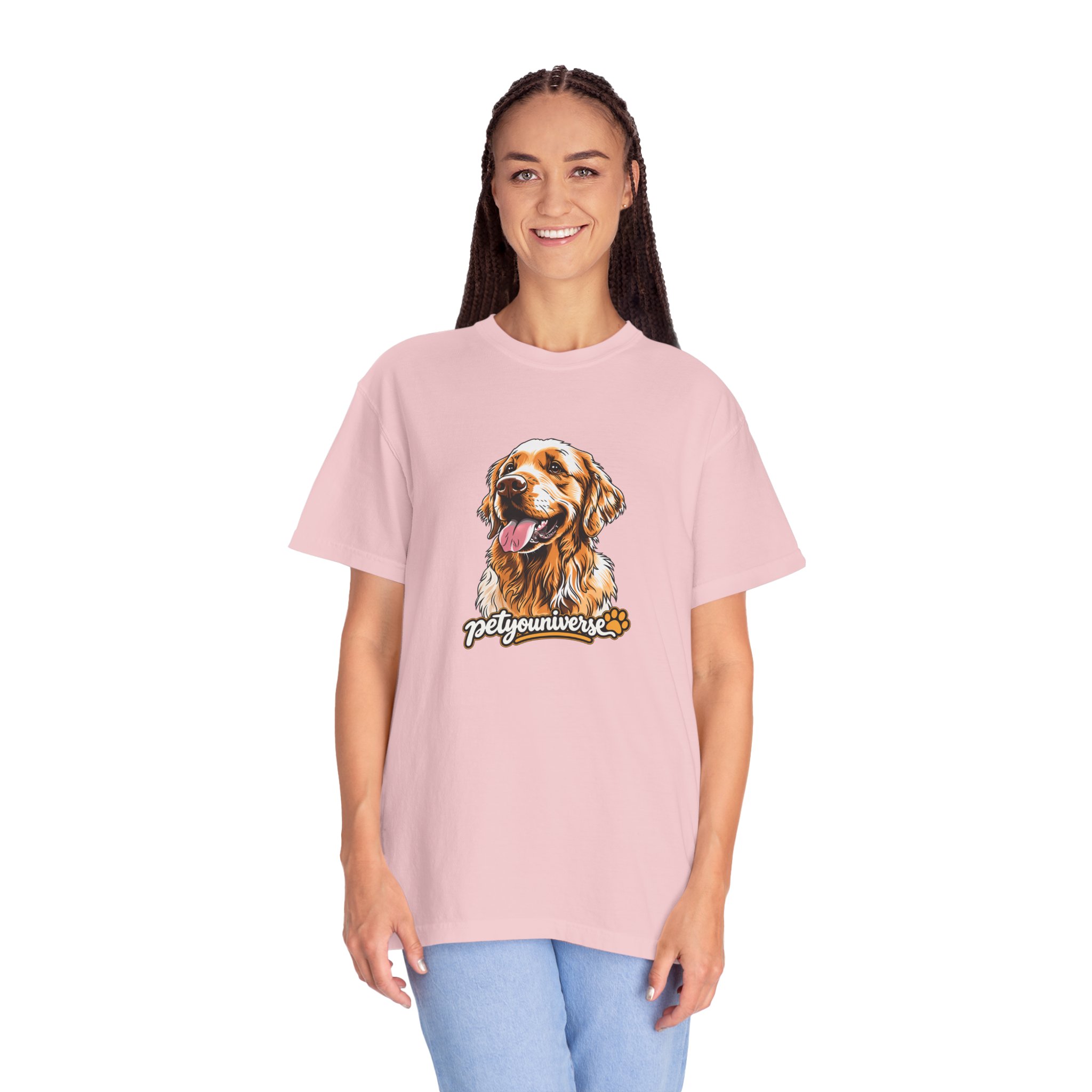 Dog Lover T-Shirt — Golden Retriever Portrait "PetYoUniverse" Graphic - Image 122