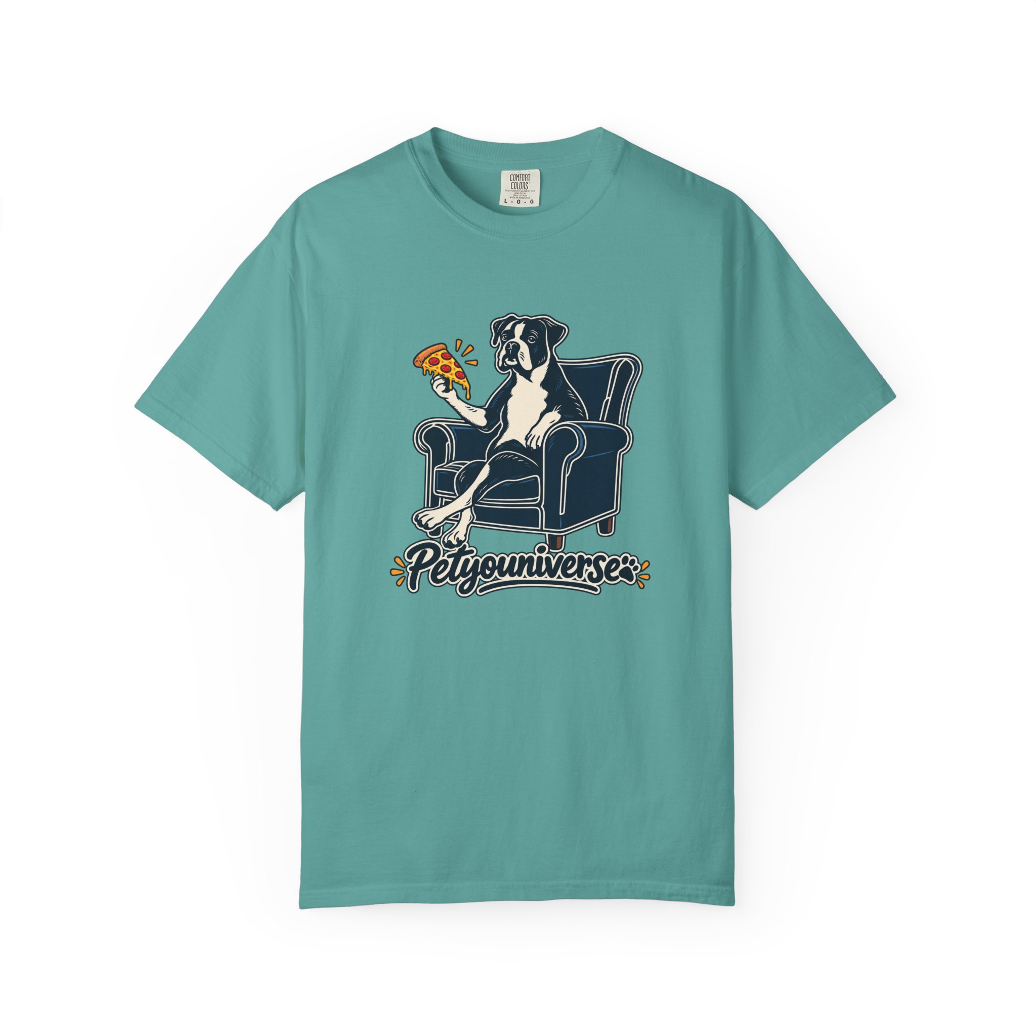 T-Shirt — PetYoUniverse Dog on Armchair with Pizza Graphic - Image 91