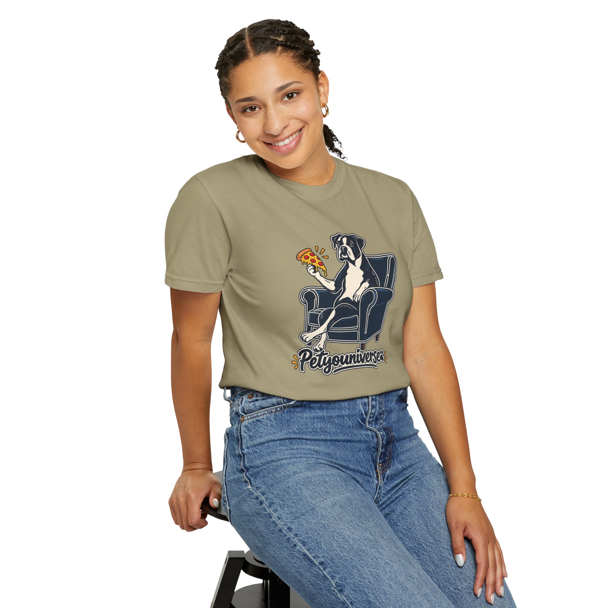 T-Shirt — PetYoUniverse Dog on Armchair with Pizza Graphic - Image 24