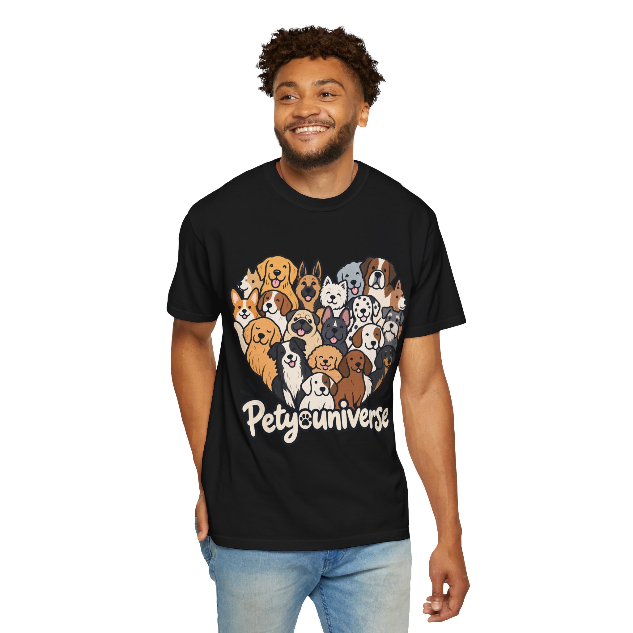 Dog Lover Cartoon T-Shirt — "Pety Universe" Graphic Tee - Image 138