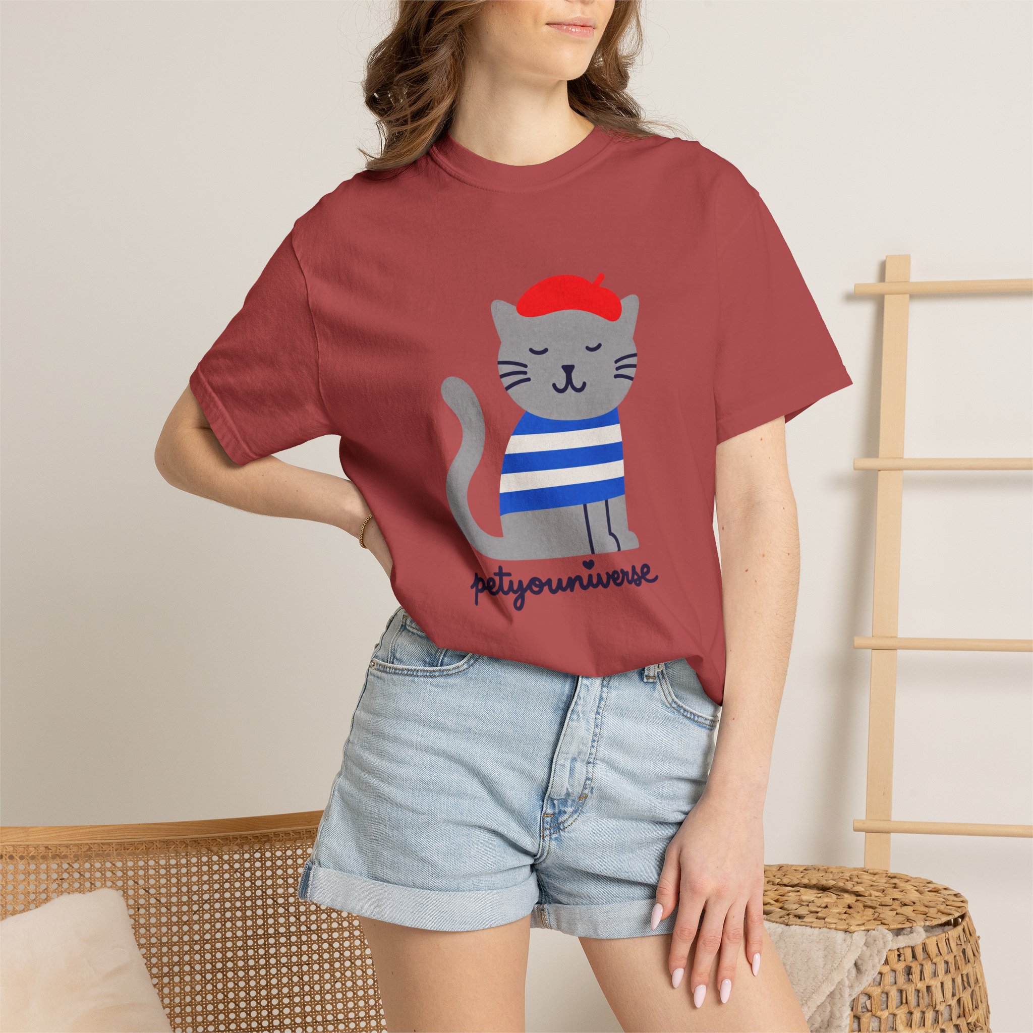 Cat Graphic T-Shirt — "petiyouniverse" Cute French Cat Tee - Image 128