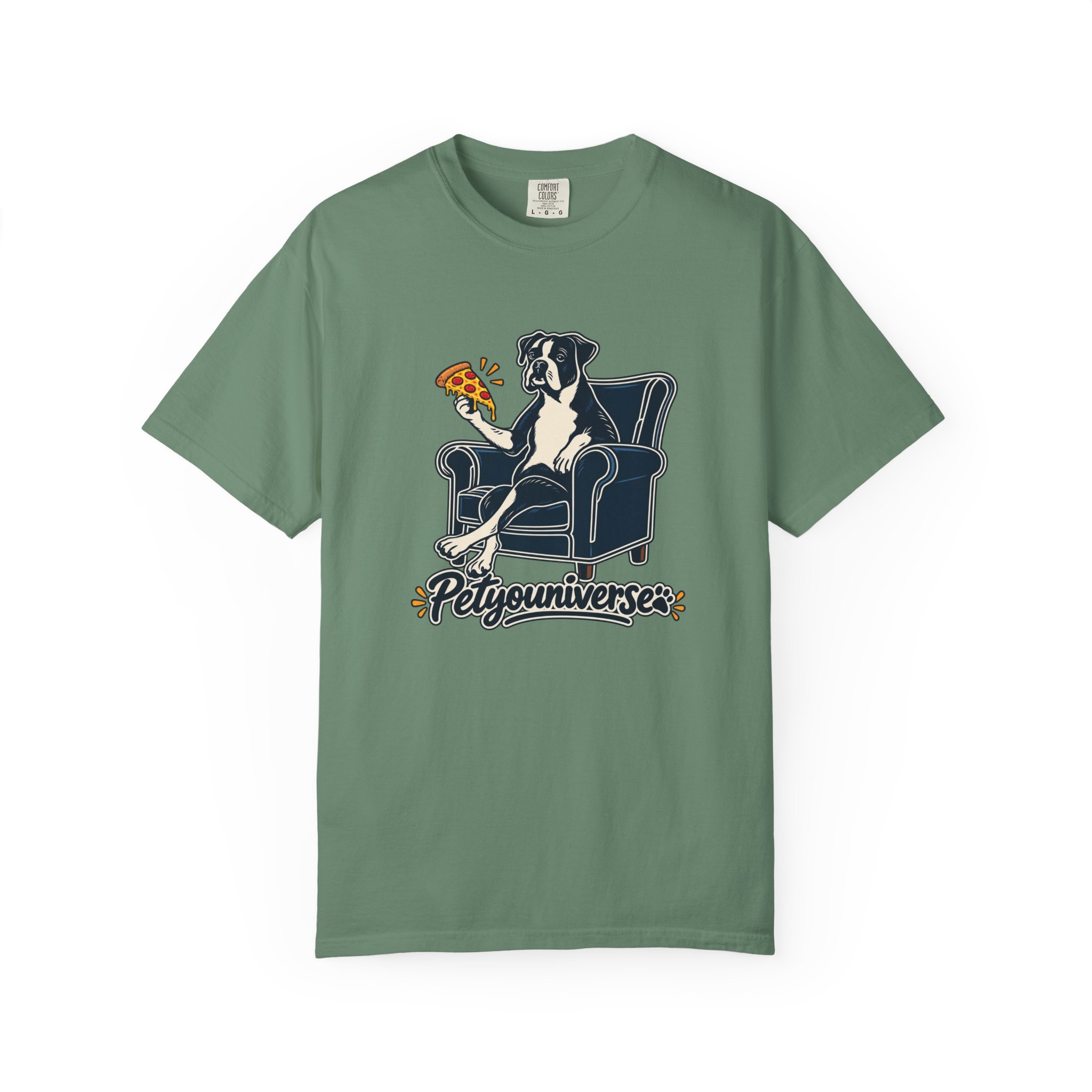 T-Shirt — PetYoUniverse Dog on Armchair with Pizza Graphic - Image 82