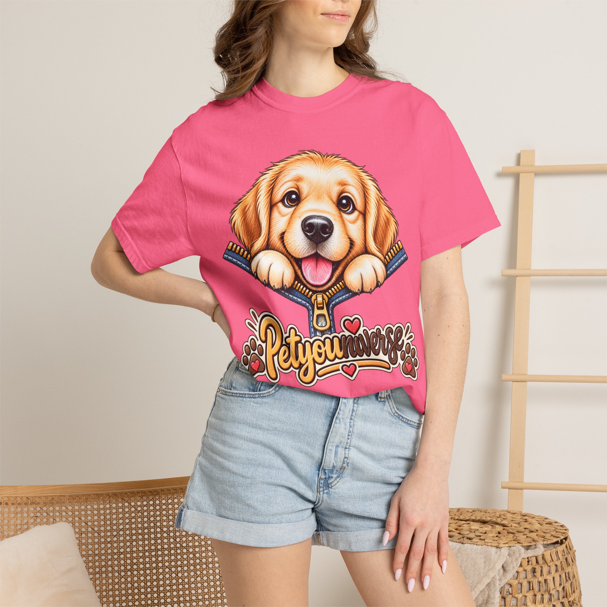 Golden Retriever Puppy "PetYoUniverse" T-Shirt - Image 110