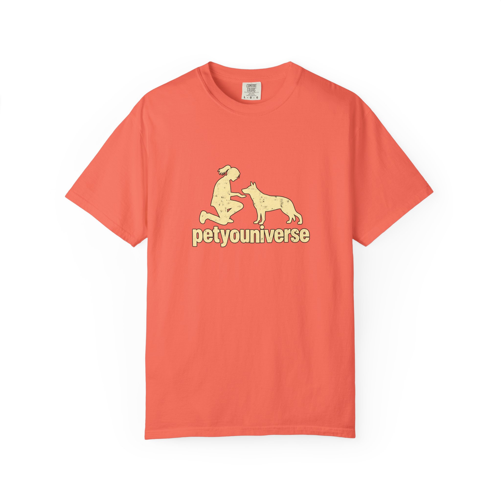 Retro paw and pet silhouette on PetYoUniverse dog lover t-shirt