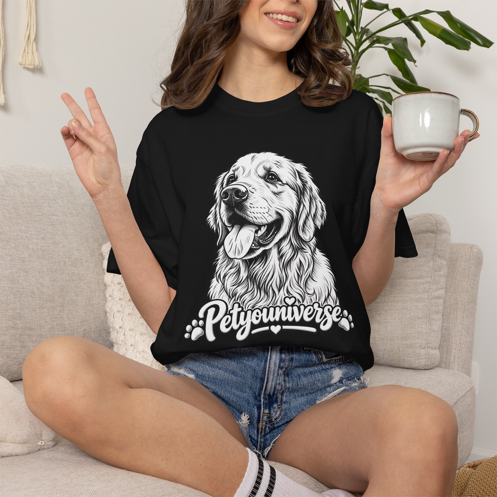 PetYoUniverse Golden Retriever Graphic T-Shirt — Cute Dog Portrait Tee - Image 84