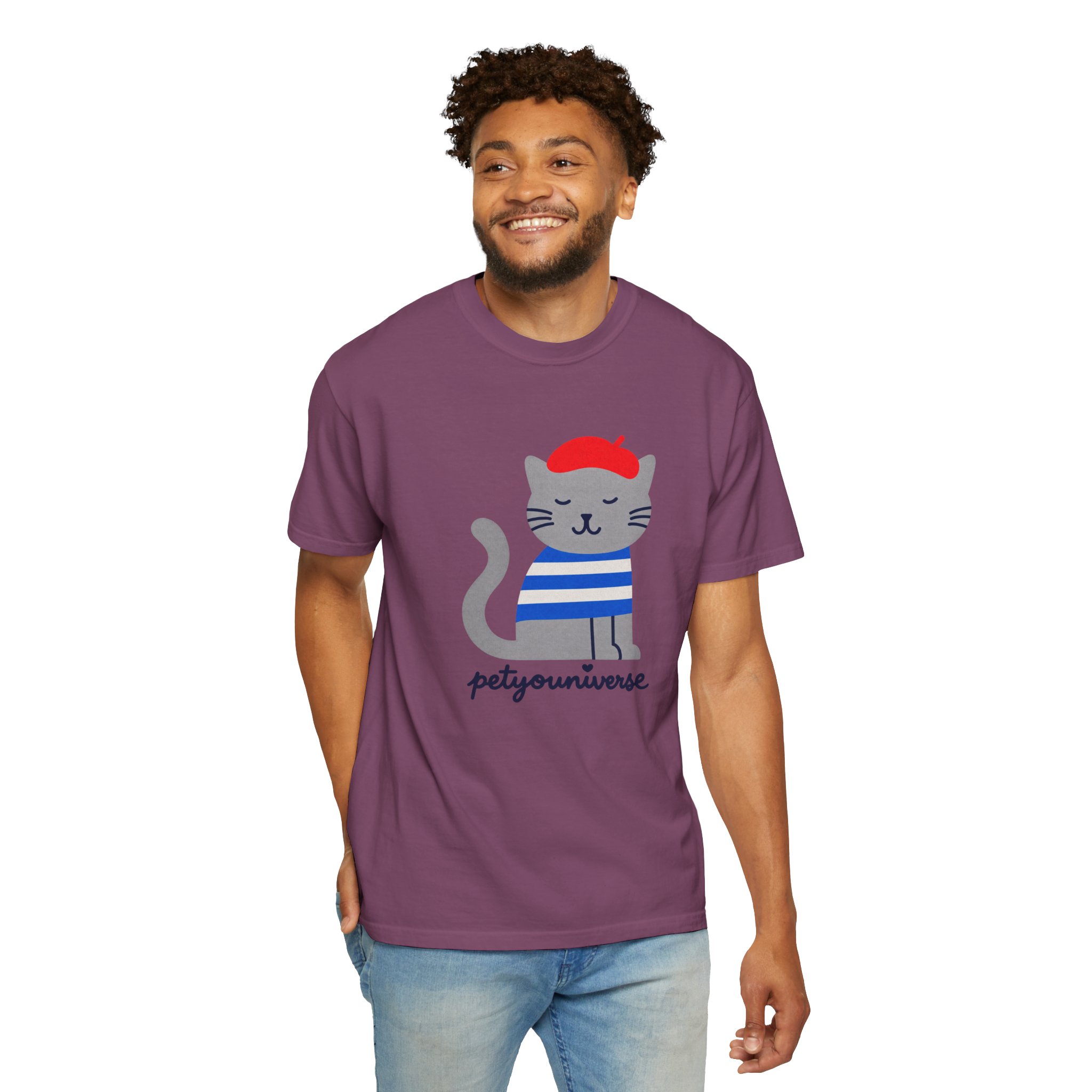 Cat Graphic T-Shirt — "petiyouniverse" Cute French Cat Tee - Image 124