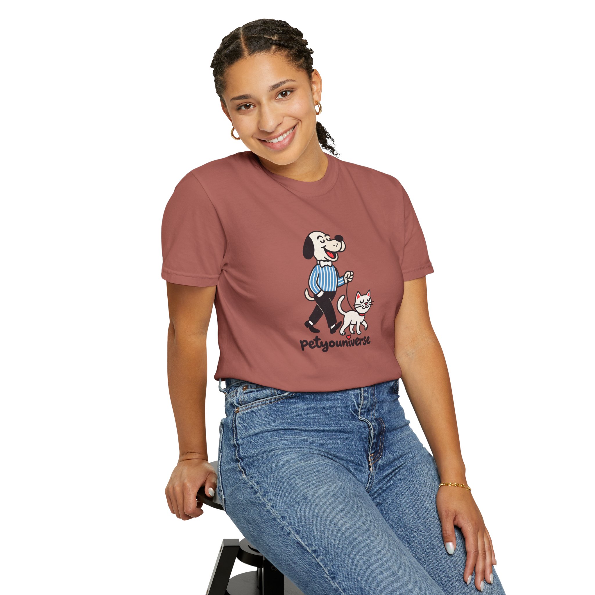 PetYouniverse Walking Dog & Cat Tee — Cute Retro Pet Graphic T-Shirt - Image 123