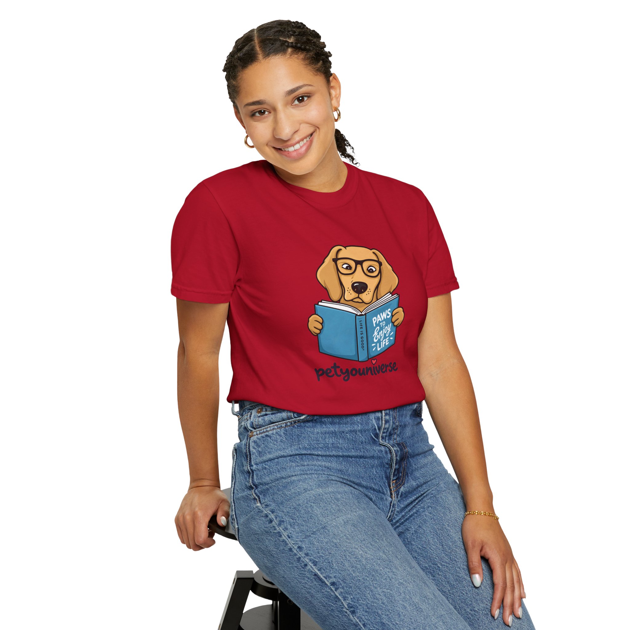 Dog Reading T-Shirt — "Paws & Books" Cute Booklover Pup Tee - Image 96