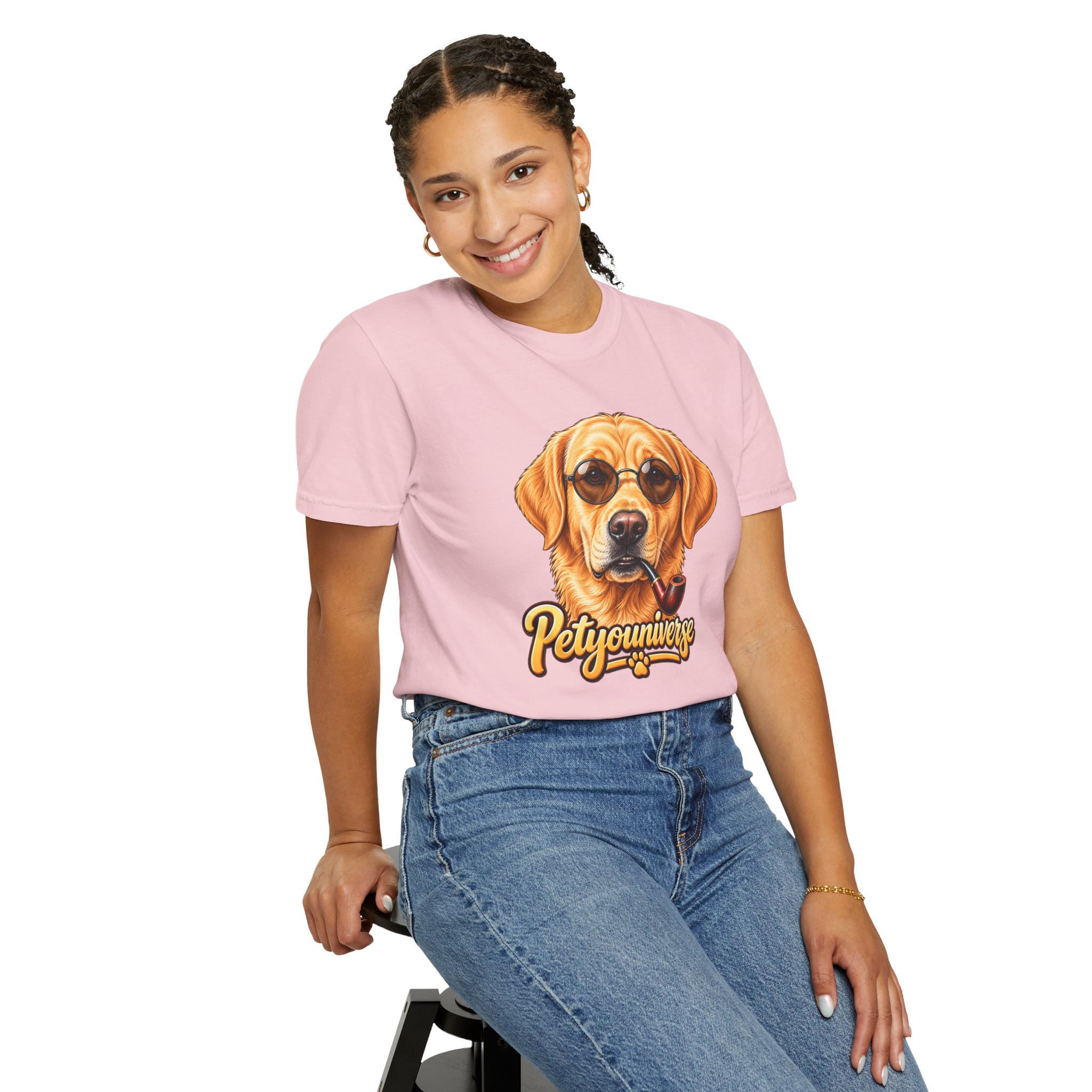 Dog Graphic T-Shirt — 'PetYoUniverse' Yellow Lab Portrait Tee - Image 123