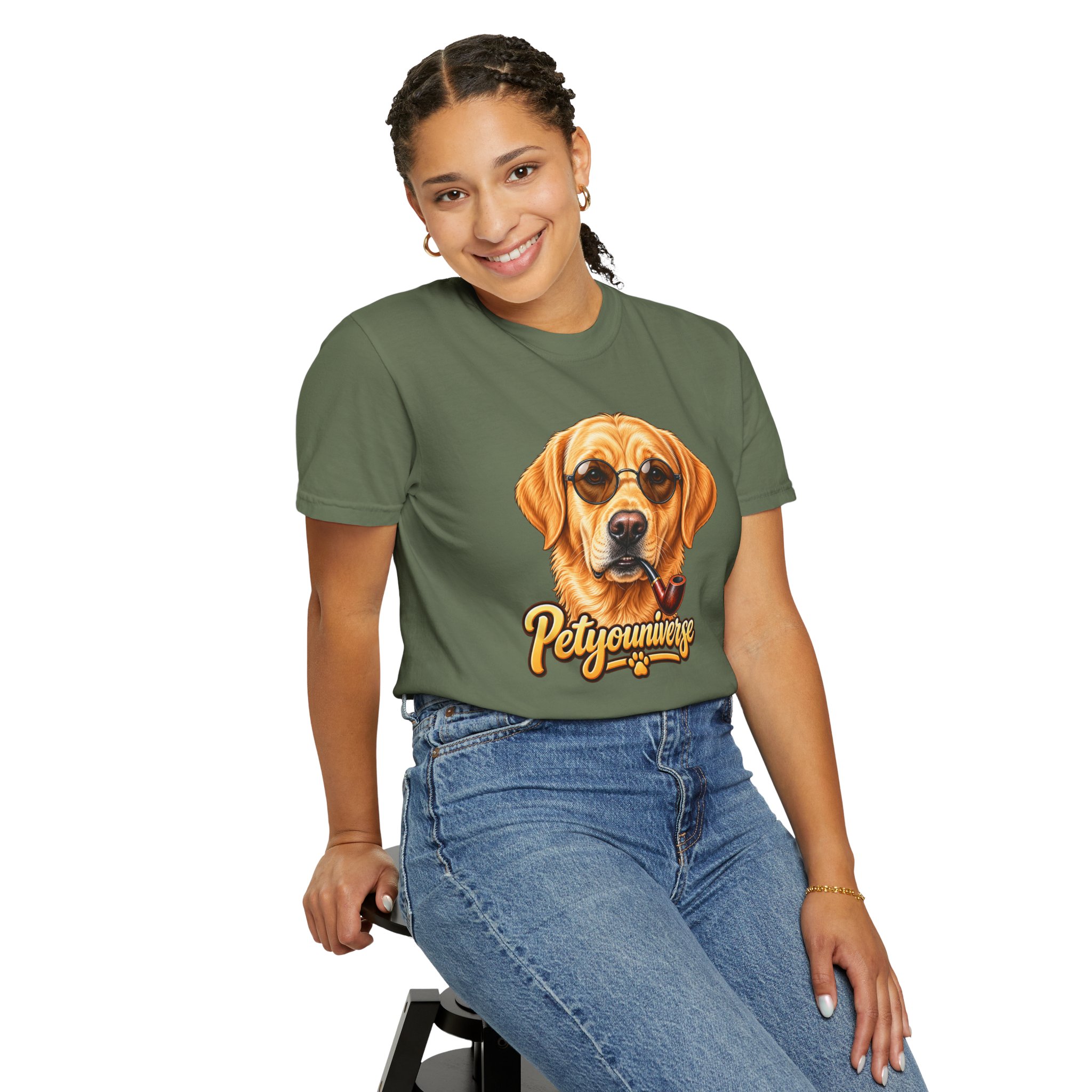 Dog Graphic T-Shirt — 'PetYoUniverse' Yellow Lab Portrait Tee - Image 60