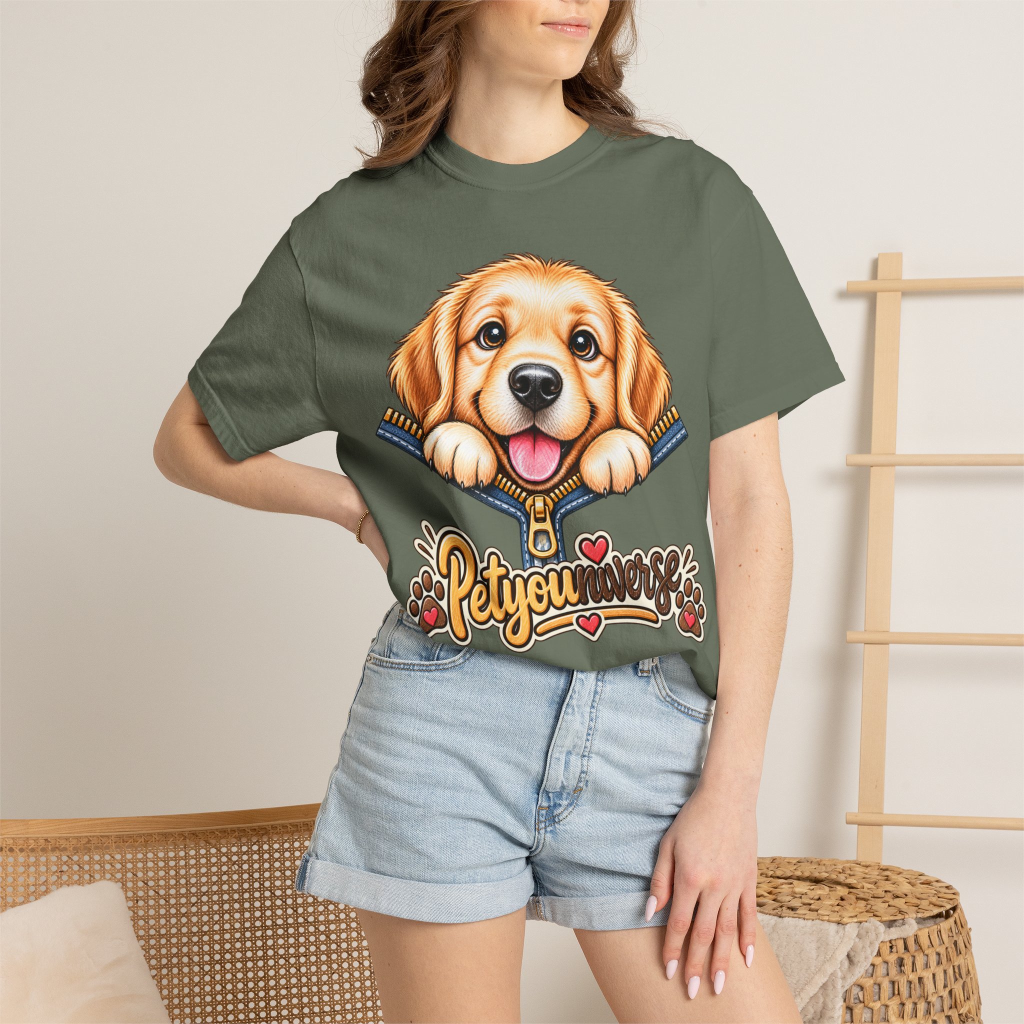 Golden Retriever Puppy "PetYoUniverse" T-Shirt - Image 65