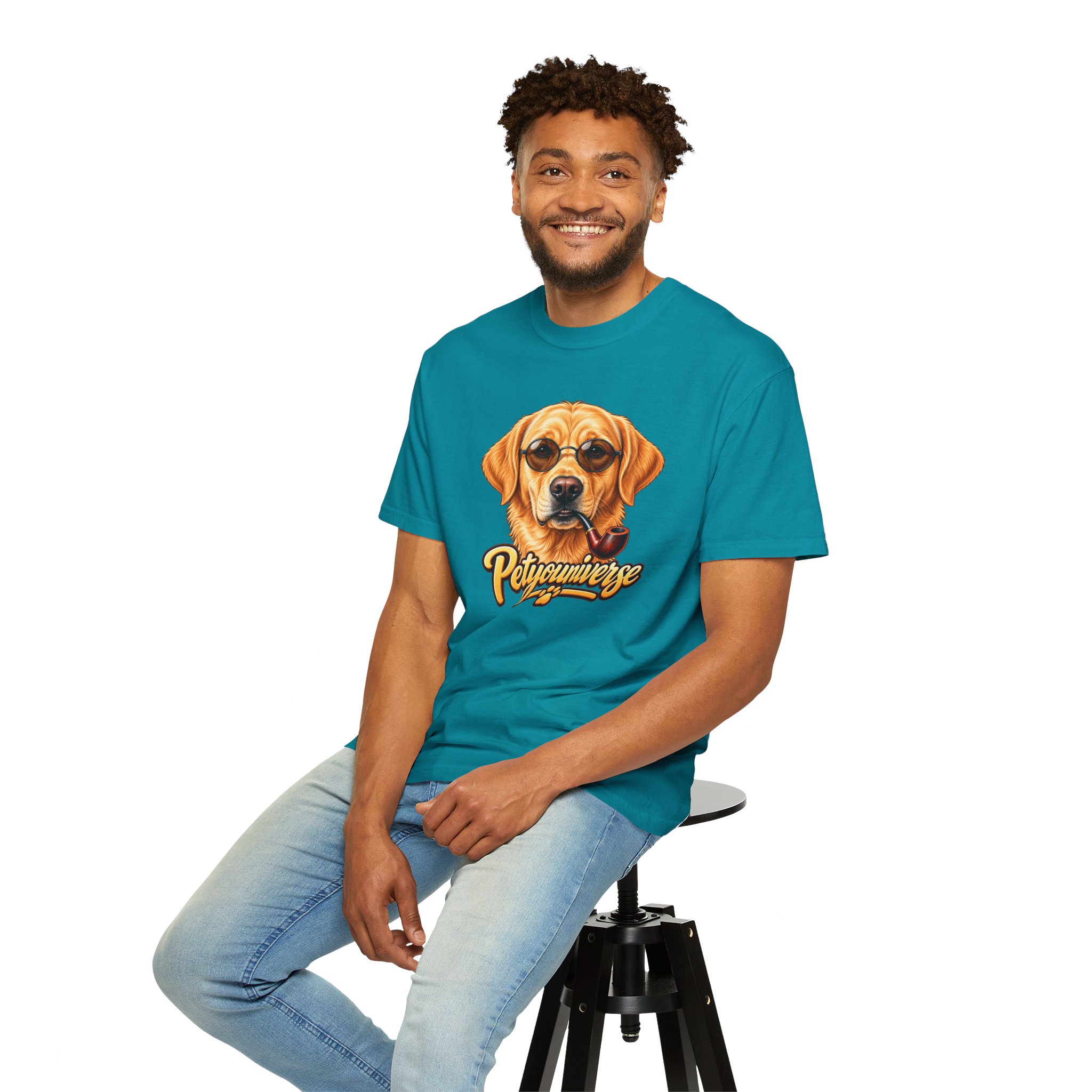 Dog Graphic T-Shirt — 'PetYoUniverse' Yellow Lab Portrait Tee - Image 107