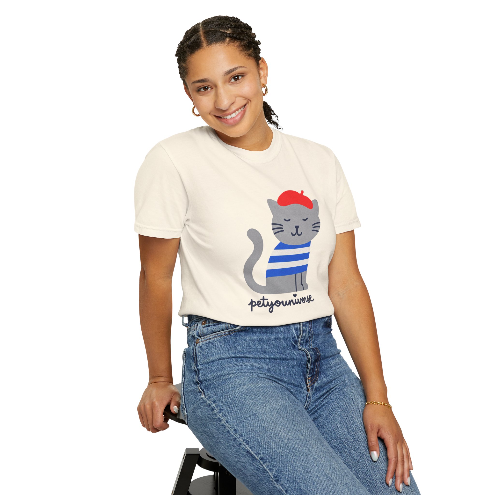Cat Graphic T-Shirt — "petiyouniverse" Cute French Cat Tee - Image 6