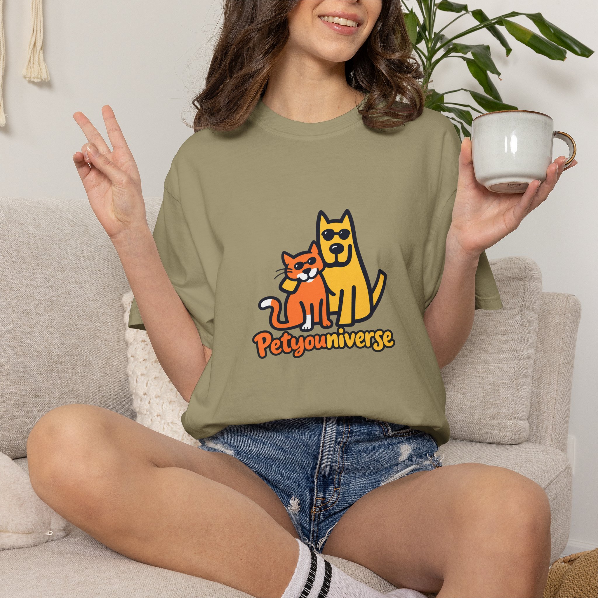 PetyoUniverse Cute Cat & Dog Graphic T-Shirt — Vintage Garment-Dyed Tee for Pet Lovers - Image 21