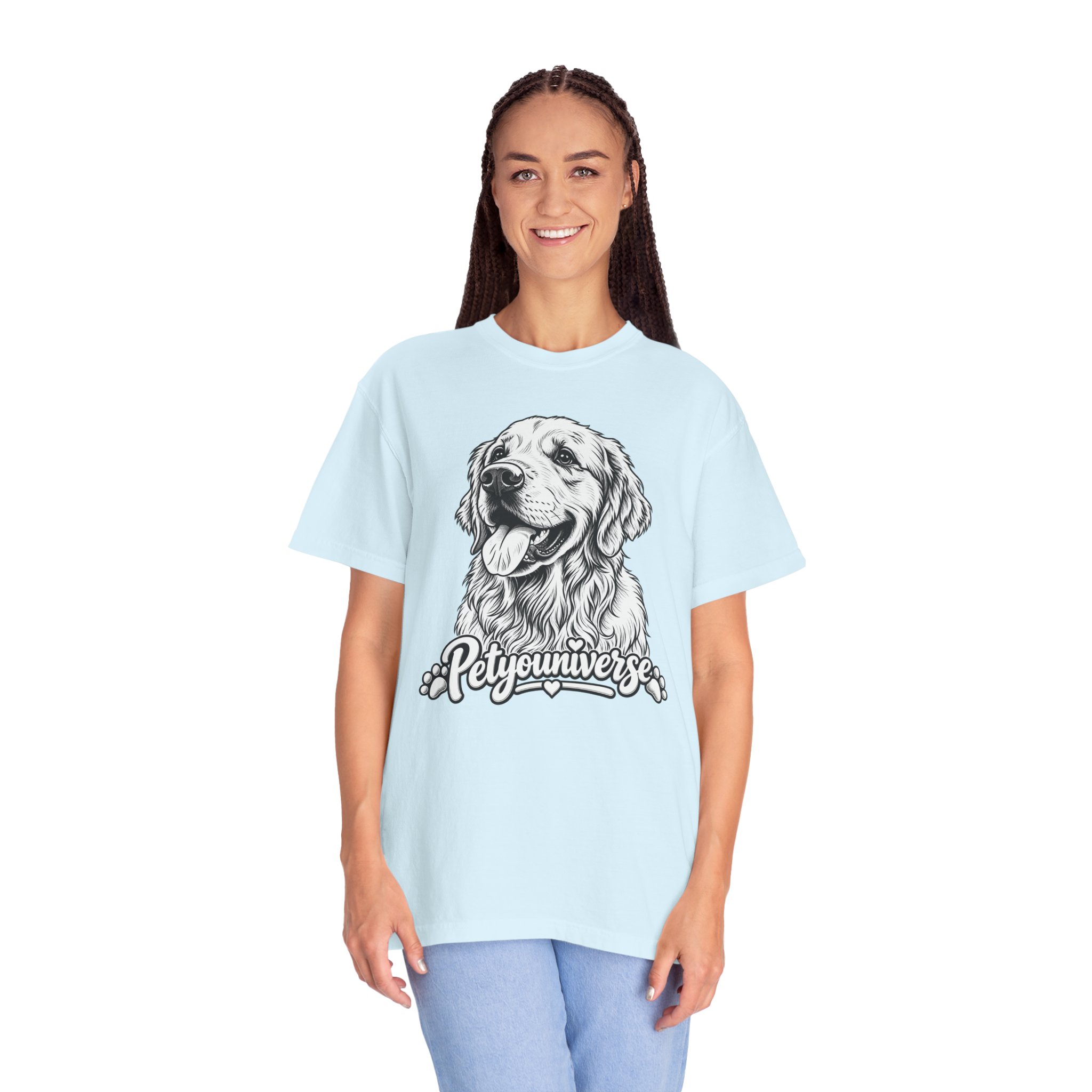 PetYoUniverse Golden Retriever Graphic T-Shirt — Cute Dog Portrait Tee - Image 77