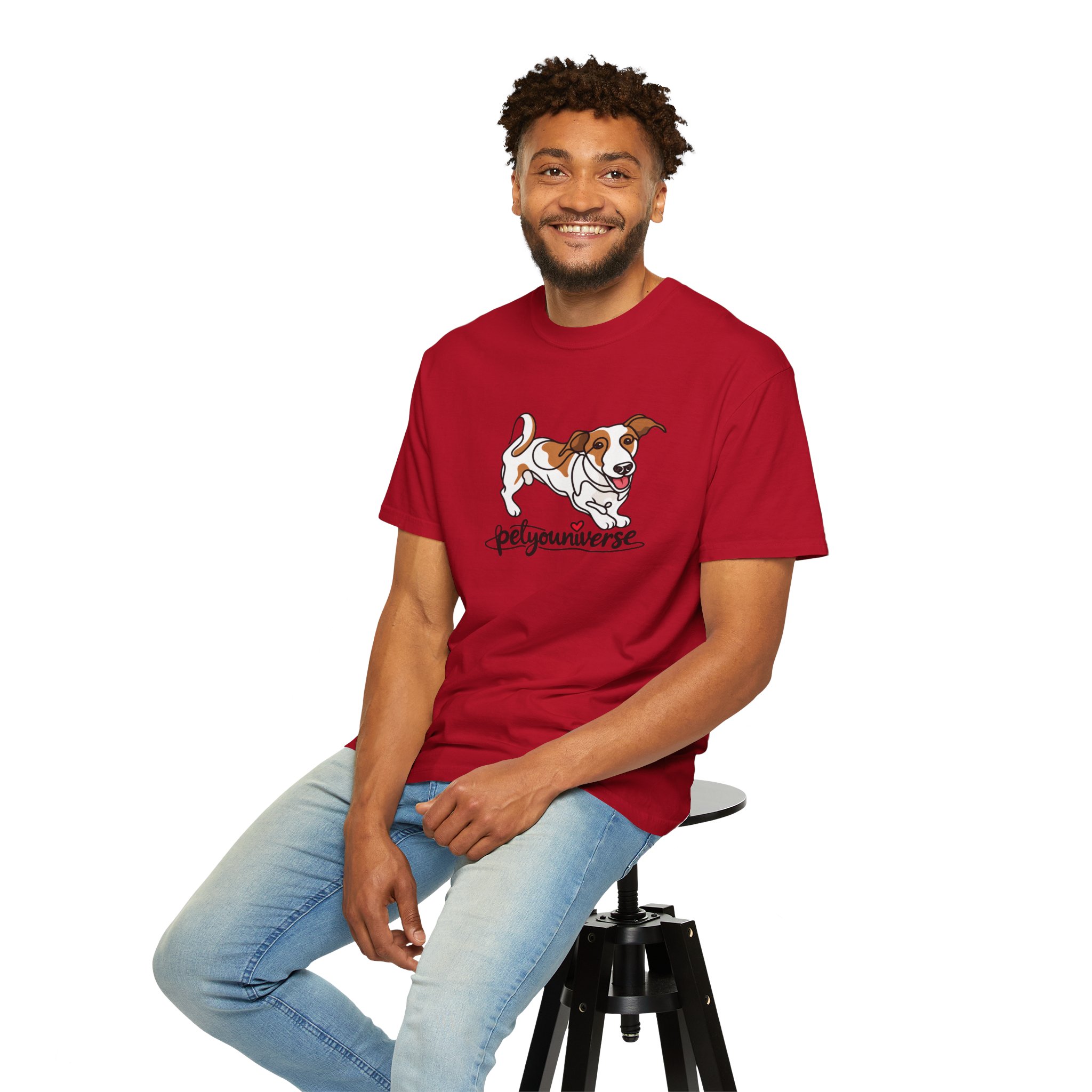 Dog Cartoon T-Shirt — "PetYoUniverse" Playful Jack Russell Tee - Image 143