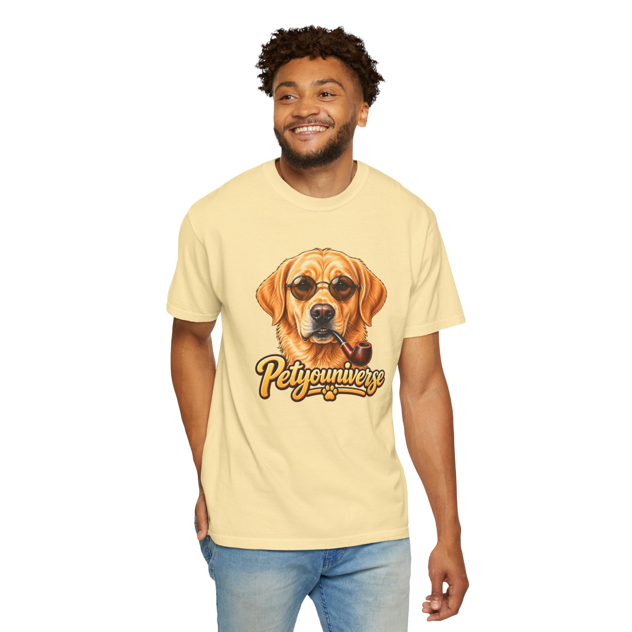 Dog Graphic T-Shirt — 'PetYoUniverse' Yellow Lab Portrait Tee - Image 25