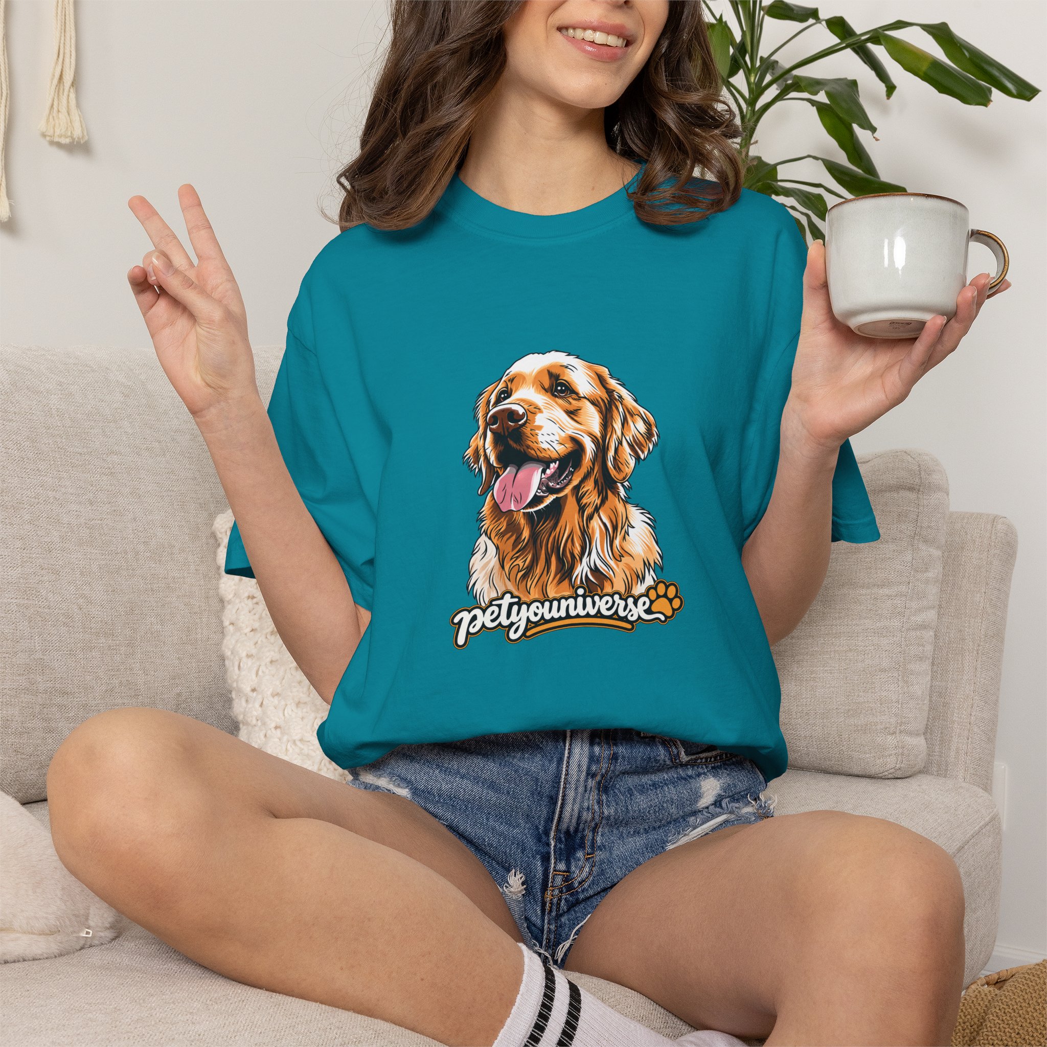 Dog Lover T-Shirt — Golden Retriever Portrait "PetYoUniverse" Graphic - Image 84