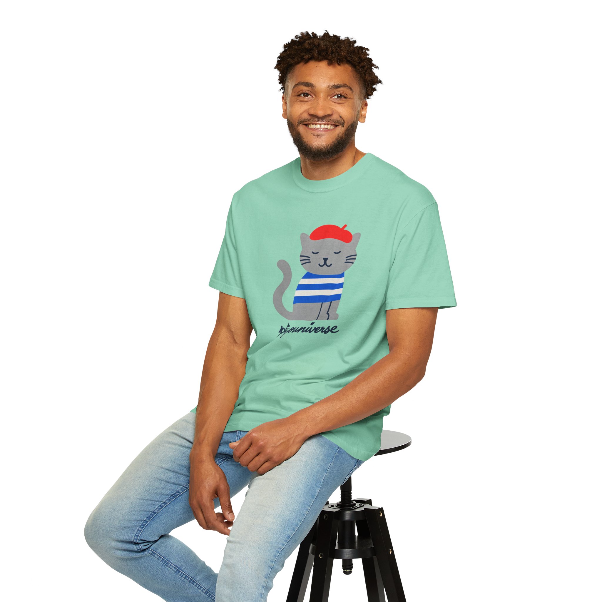 Cat Graphic T-Shirt — "petiyouniverse" Cute French Cat Tee - Image 71