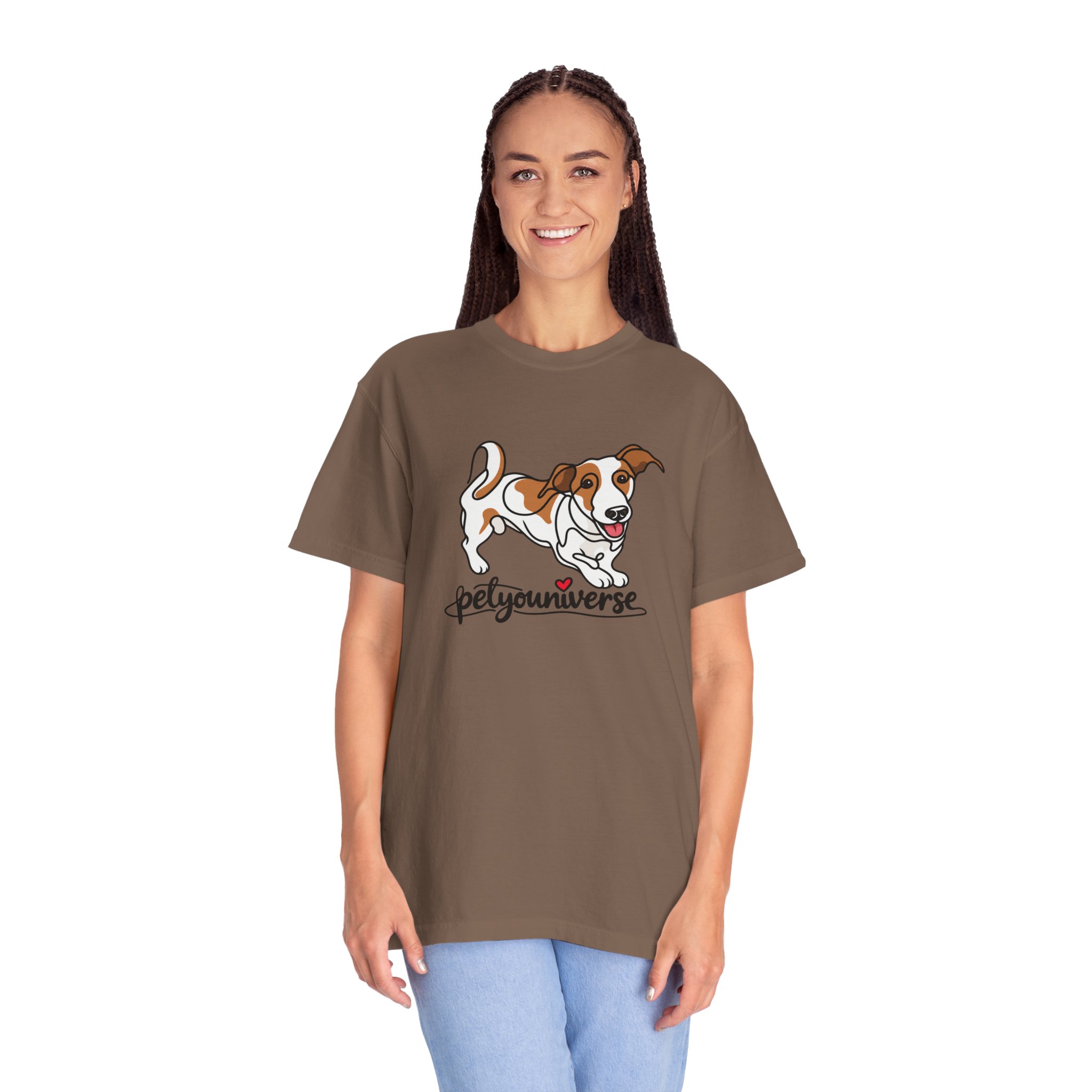 Dog Cartoon T-Shirt — "PetYoUniverse" Playful Jack Russell Tee - Image 32