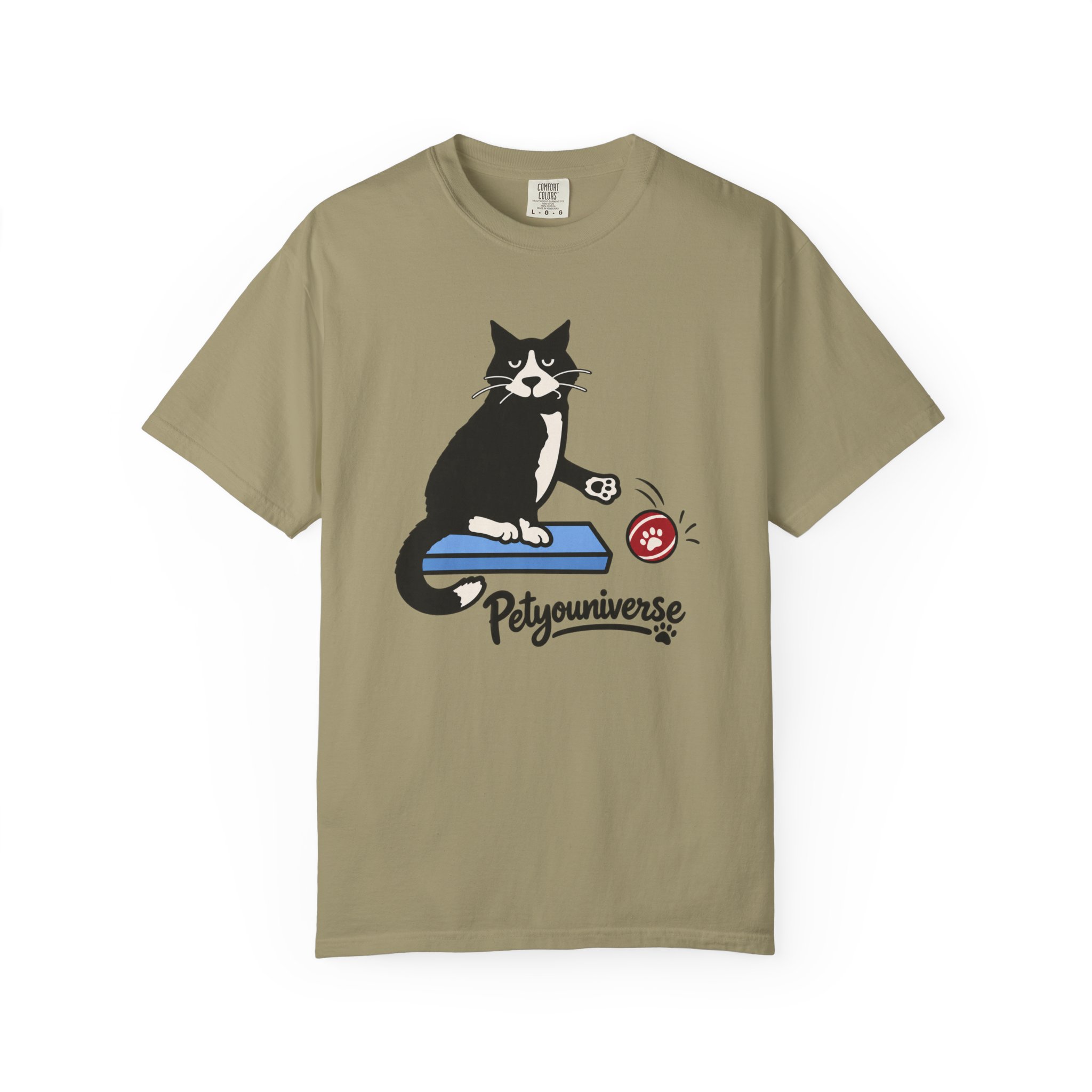 Cat on Scratch Pad Graphic T-Shirt — "Petyouniverse" Cute Paw Play Tee - Image 37