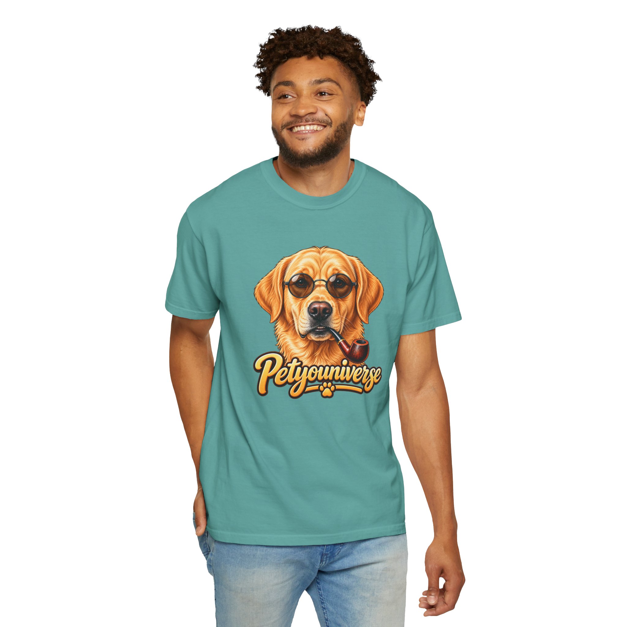 Dog Graphic T-Shirt — 'PetYoUniverse' Yellow Lab Portrait Tee - Image 97
