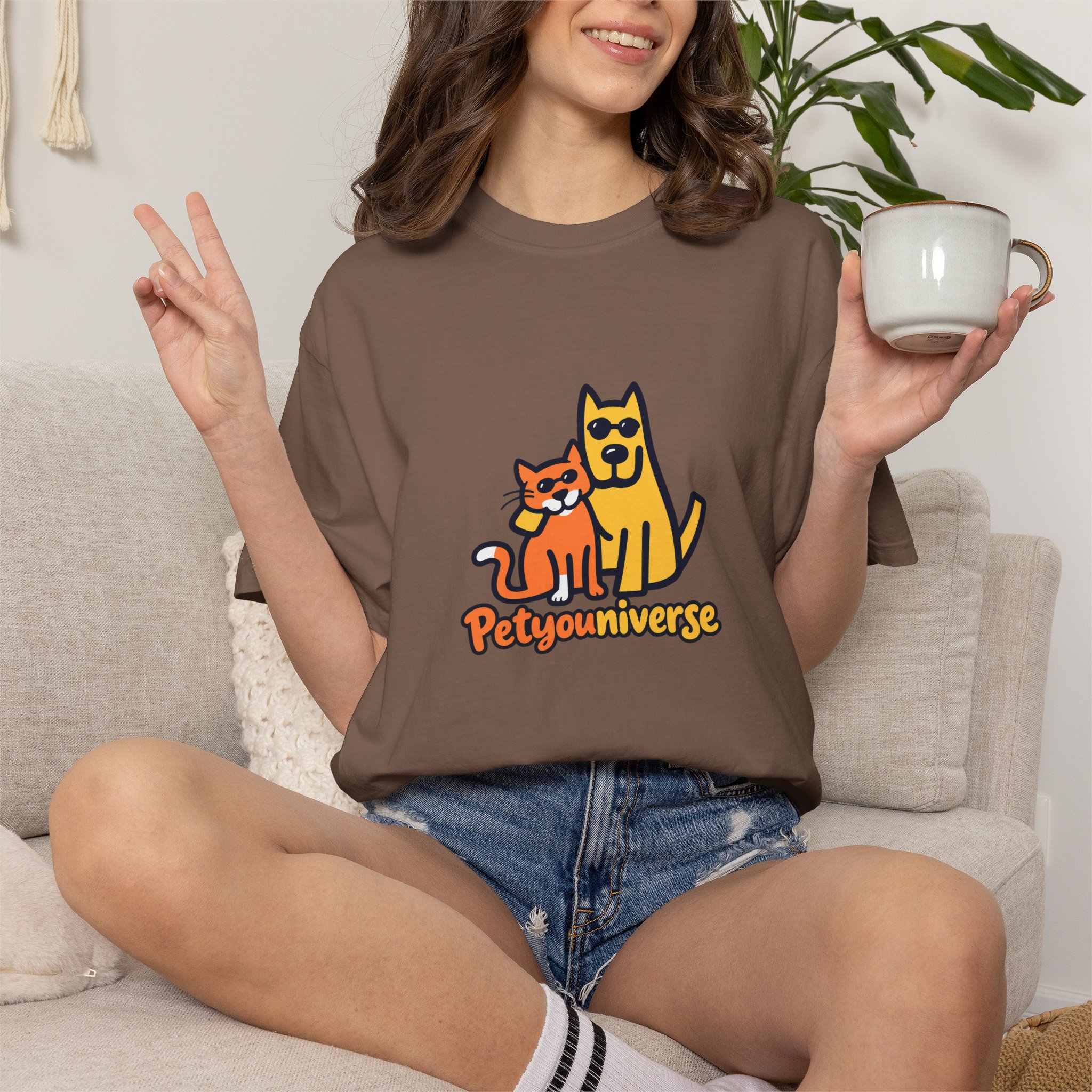 PetyoUniverse Cute Cat & Dog Graphic T-Shirt — Vintage Garment-Dyed Tee for Pet Lovers - Image 30