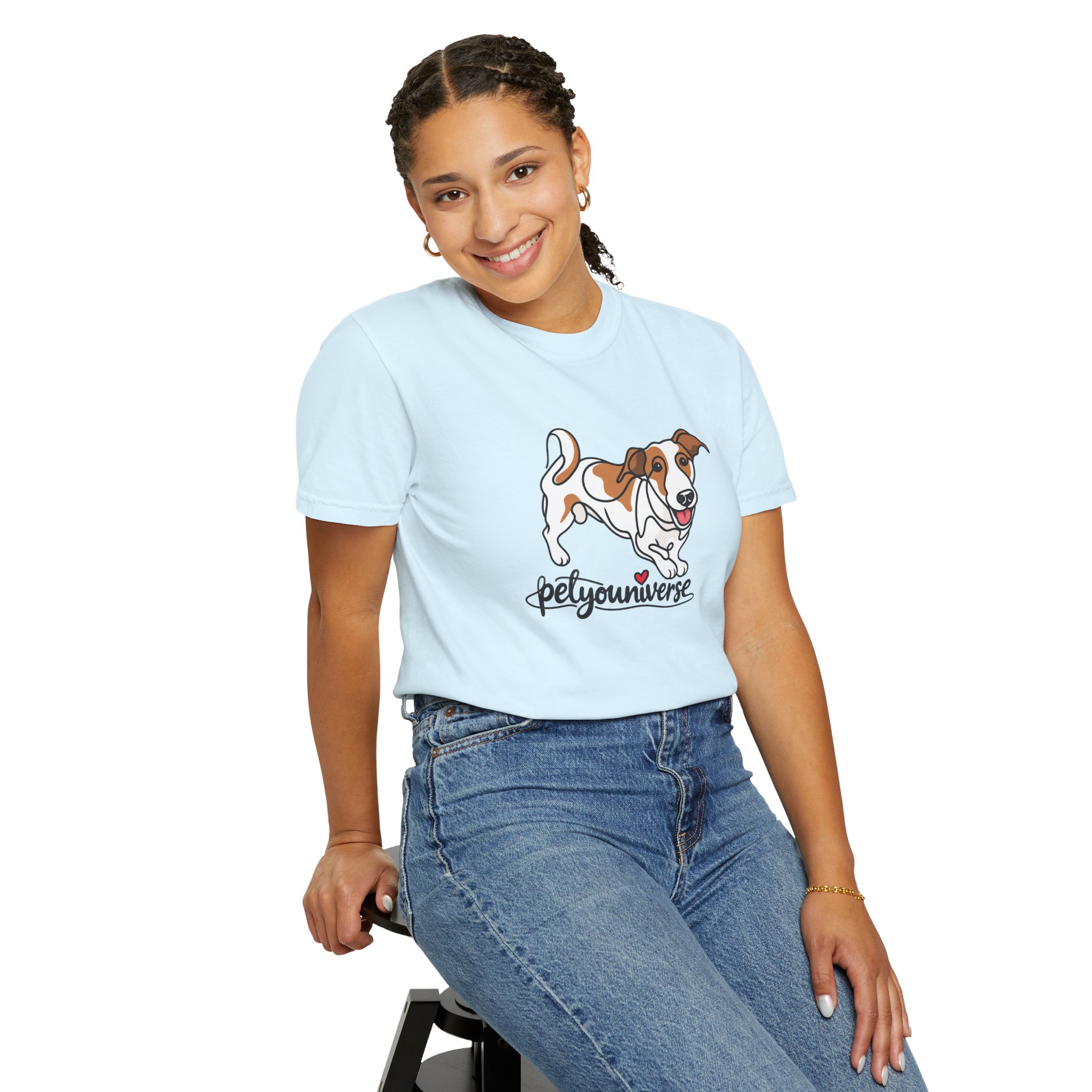 Dog Cartoon T-Shirt — "PetYoUniverse" Playful Jack Russell Tee - Image 87
