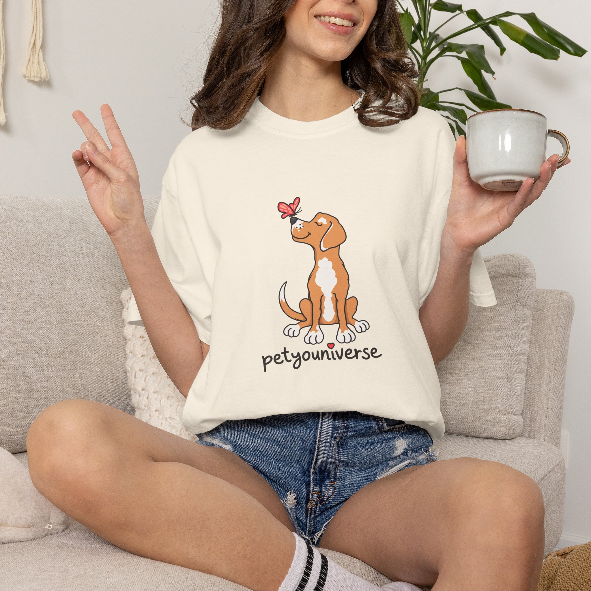 PetYoUniverse Cute Dog & Butterfly T‑Shirt - Image 3